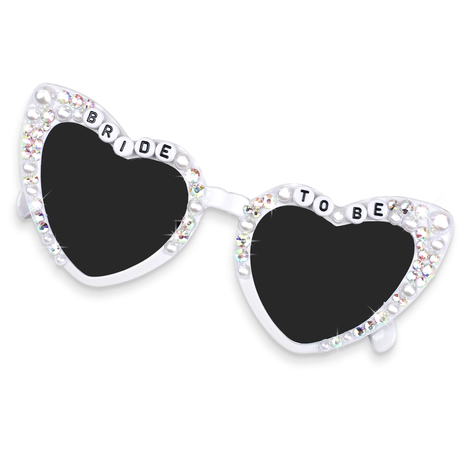 Bachelorette Party Sunglasses for Bride - White Heart-Shaped Bridal Sunglasses | Perfect Bachelorette Party Gifts & Wedding Accessories | Great for Bridal Showers, Wedding Photos & Beach Getaways
