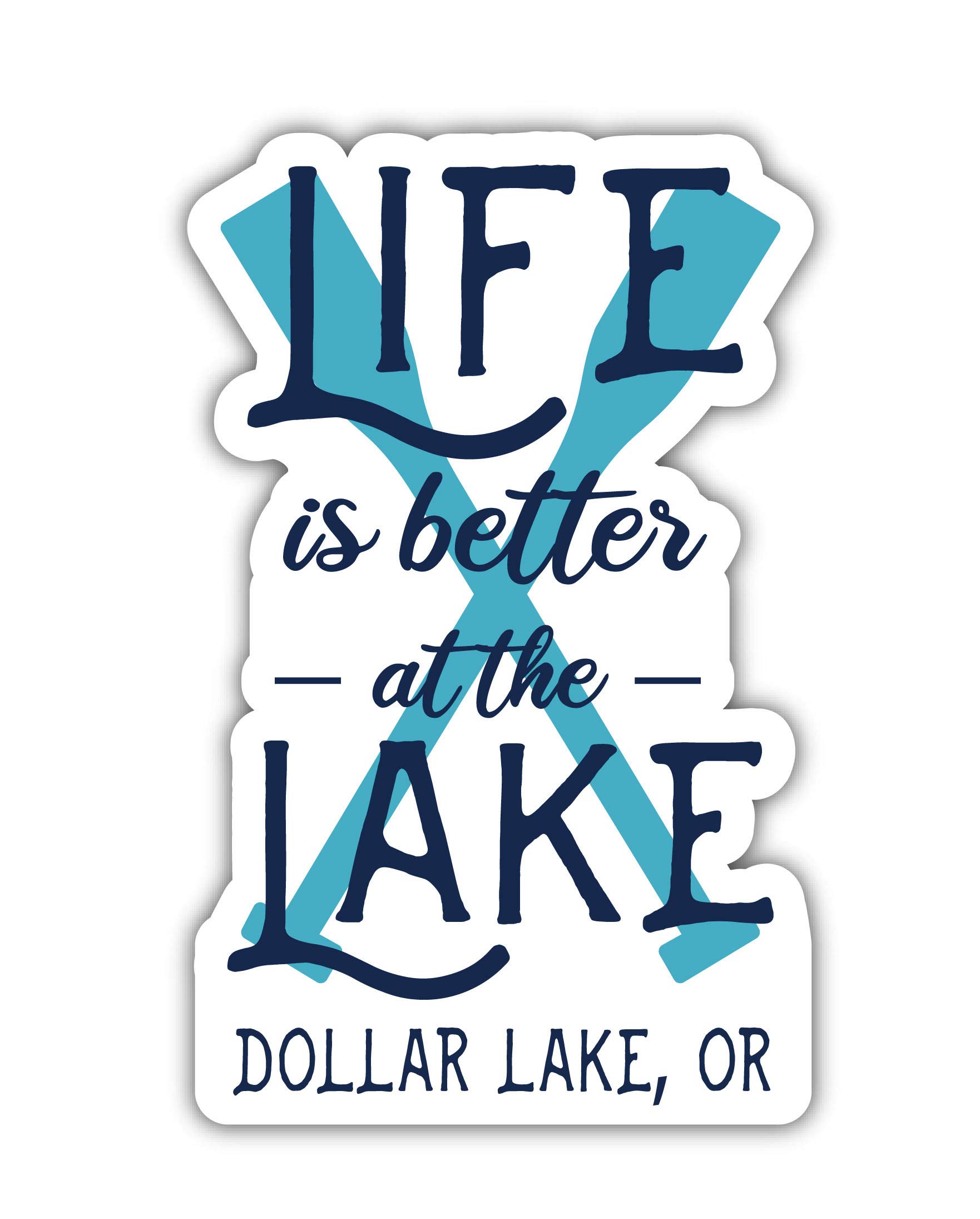 Oregon Dollar Lake Souvenir - 4 Inch Vinyl Decal Sticker with Paddle Design for Cars, Laptops & Water Bottles | Travel & Outdoor Adventure Decoration