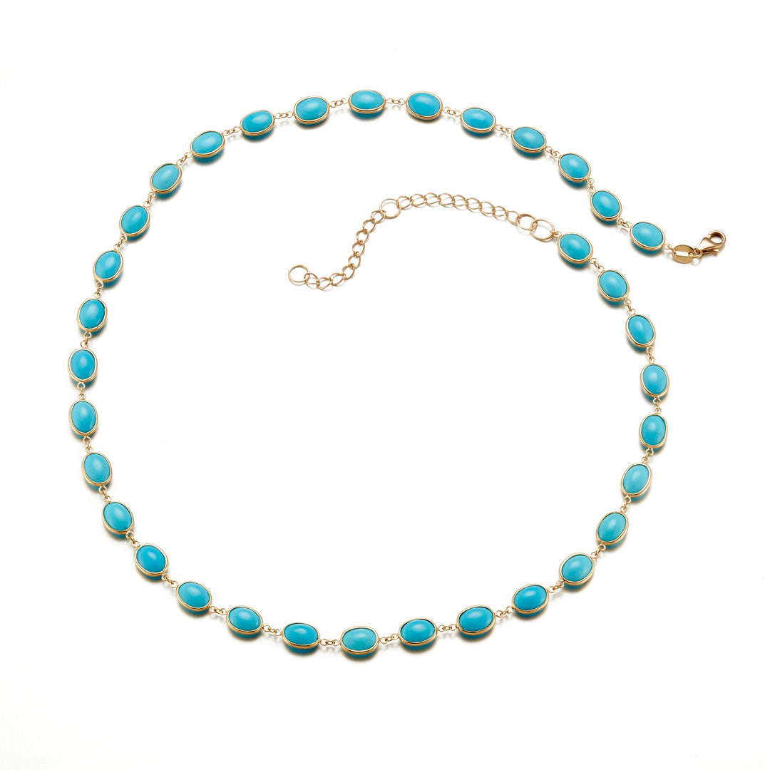 Turquoise Bezel Set Oval Pendant Necklace for Women - Elegant Bohemian Jewelry Gift for Birthday, Anniversary & Special Occasions
