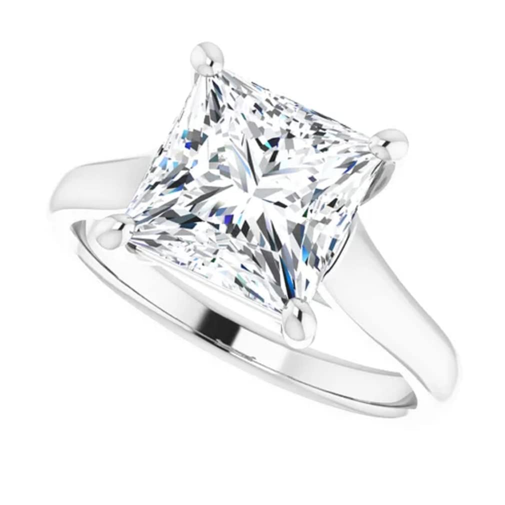 10K Solid White Gold Handmade Engagement Ring - 2.0 CT Princess Cut Moissanite Diamond Solitaire Wedding Band for Women - Perfect for Proposals, Anniversaries & Bridal Jewelry Gifts