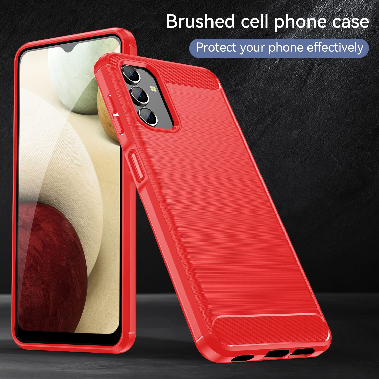 Osophter Shock-Absorption Flexible TPU Rubber Protective Case for Samsung Galaxy A13 4G/5G & A04S with Screen Protector - Durable Phone Cover for Everyday Use, Travel & Outdoor Activities (Red)