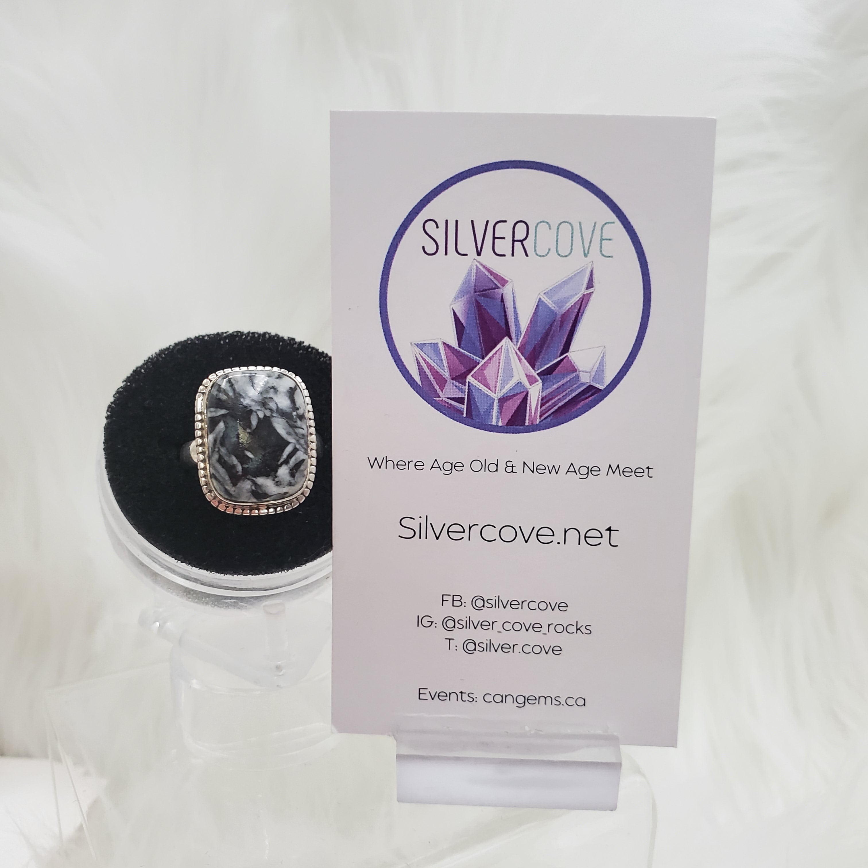925 Sterling Silver Canadian Pinolith Ring - Size 7.5 - Elegant Gemstone Jewelry for Women, Perfect for Everyday Wear & Special Occasions
