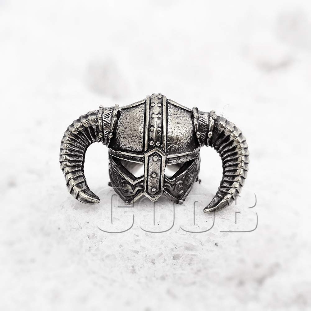 Handmade Metal Paracord Bead - Dragonborn Helmet Pendant for EDC, Knife Lanyards & Survival Gear | Customizable Accessory for Outdoor Adventures, Camping & Tactical Use (1Pcs/Lot)