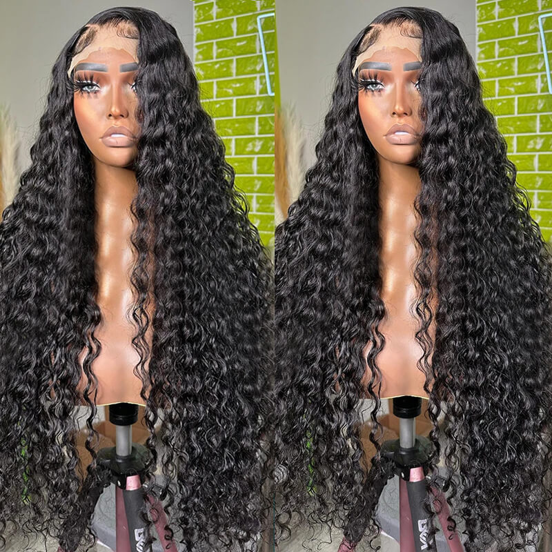 Eullair Stunning Wet Look Water Wave HD Lace Front Wig - Natural Black Human Hair Wig for Women | Low Maintenance, Heat Resistant Synthetic Wig for Daily Wear & Cosplay