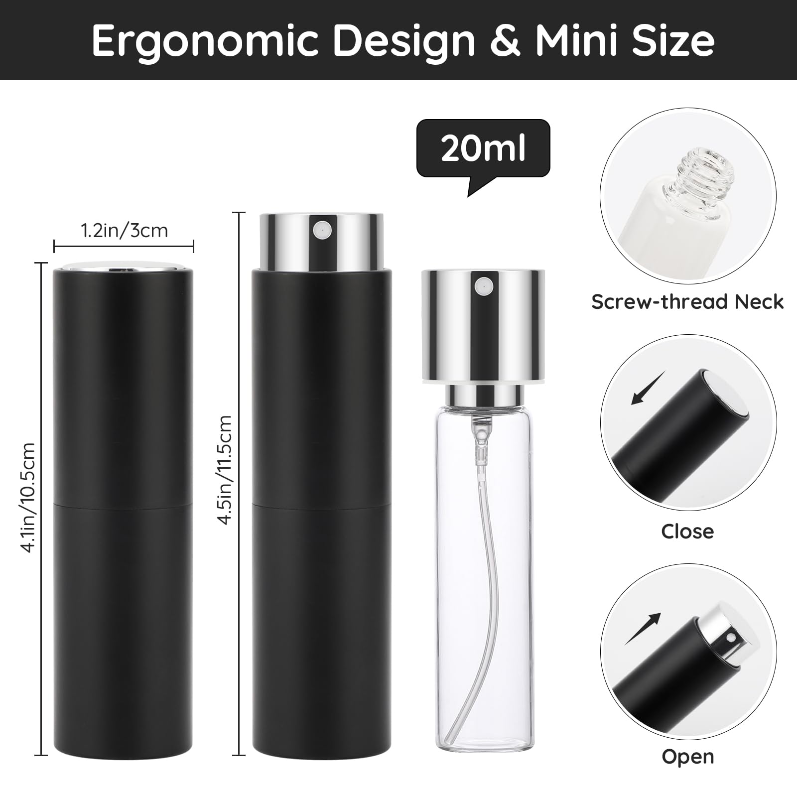 Segbeauty 20ml Refillable Perfume Atomizer - Portable Travel Spray Bottle for Cologne & Fragrances | Leak-Proof Cosmetic Dispenser for Toiletries, Perfect for Vacations, Gym & Daily Purse Essentials