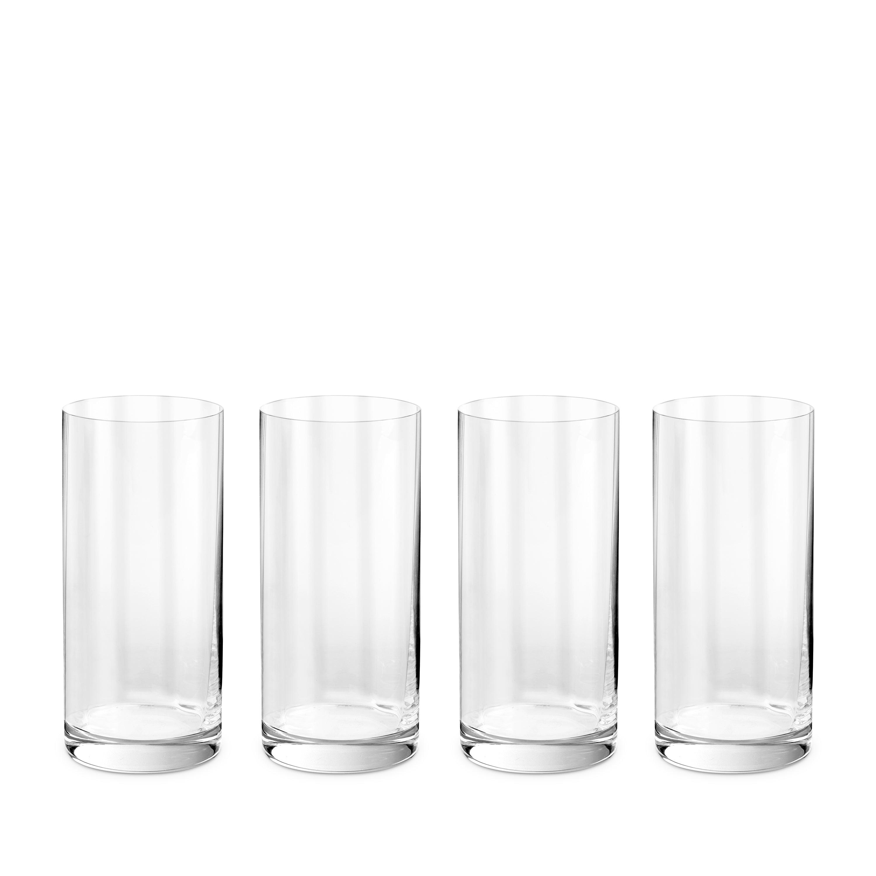 Premium Iris Highball Glasses Set of 4 - 16oz Crystal Clear Drinking Glasses for Cocktails, Juice & Iced Tea - Perfect for Home Bar, Parties & Entertaining