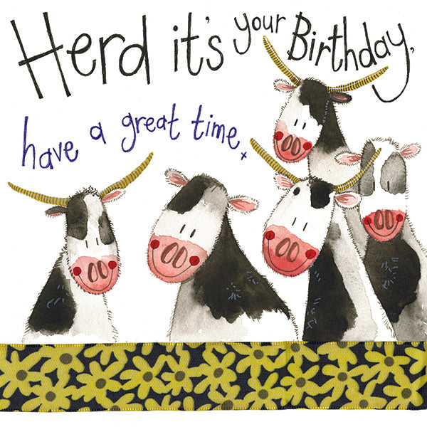 Alex Clark Greeting Card - Sunshine Cow Herd Birthday Card | Funny Farm Animal Birthday Card for Friends & Family | Perfect for Birthday Wishes & Celebrations