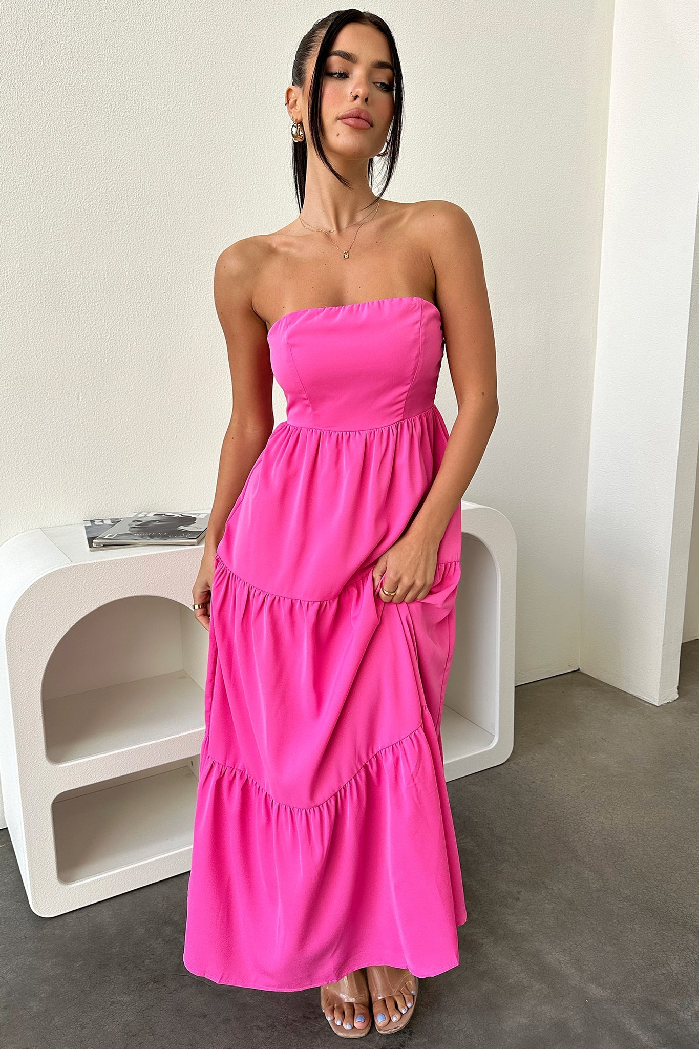 Hailey Maxi Dress for Women - Elegant Pink Long Flowy Dress for Summer, Beach, Parties & Special Occasions