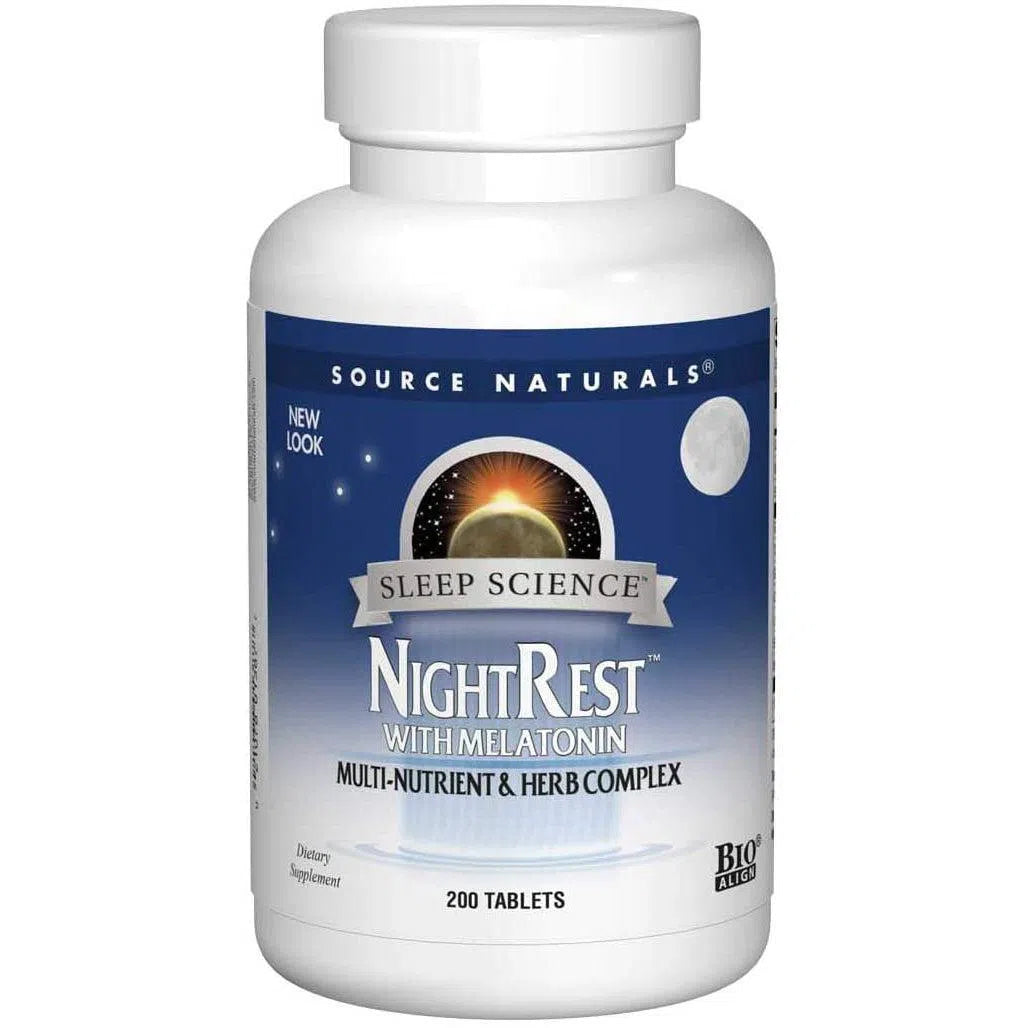 Source Naturals NightRest with Melatonin - Natural Sleep Aid Supplement for Better Sleep & Relaxation - Perfect for Stress Relief, Jet Lag & Insomnia Support