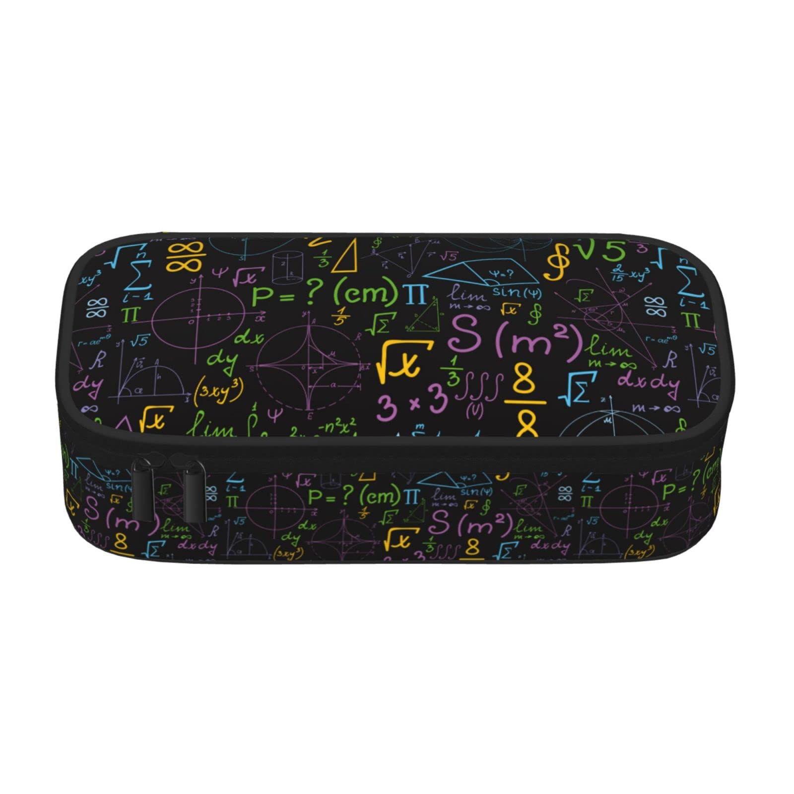 Large Capacity Pencil Case for School, Office & Travel - Double Layer Zippered Pouch with Mathematical Print for Girls, Boys, Women & Adults - Perfect Organizer for Pens, Markers & Art Supplies (Multicolor)