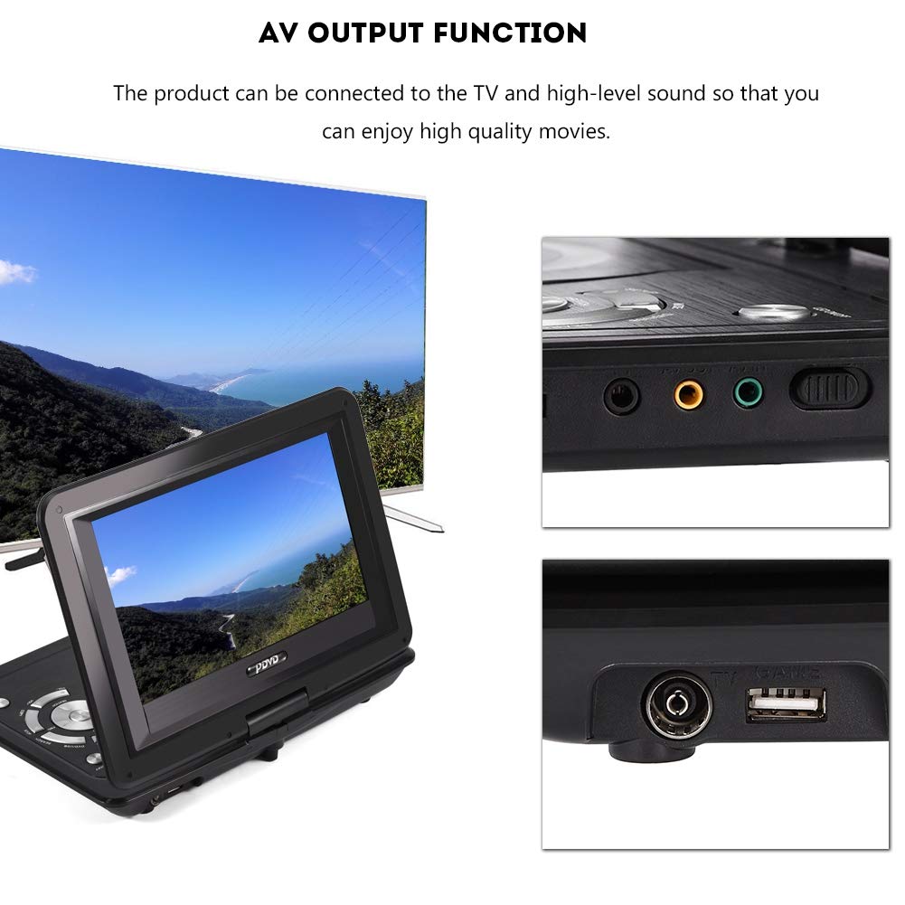 13.9-inch Portable DVD Player with MP3 Playback - Swivel Angle Adjustable HD LCD Screen, Rechargeable Battery, USB/SD Card Support & Remote Control - Perfect for Car Travel, Home Entertainment & Outdoor Adventures