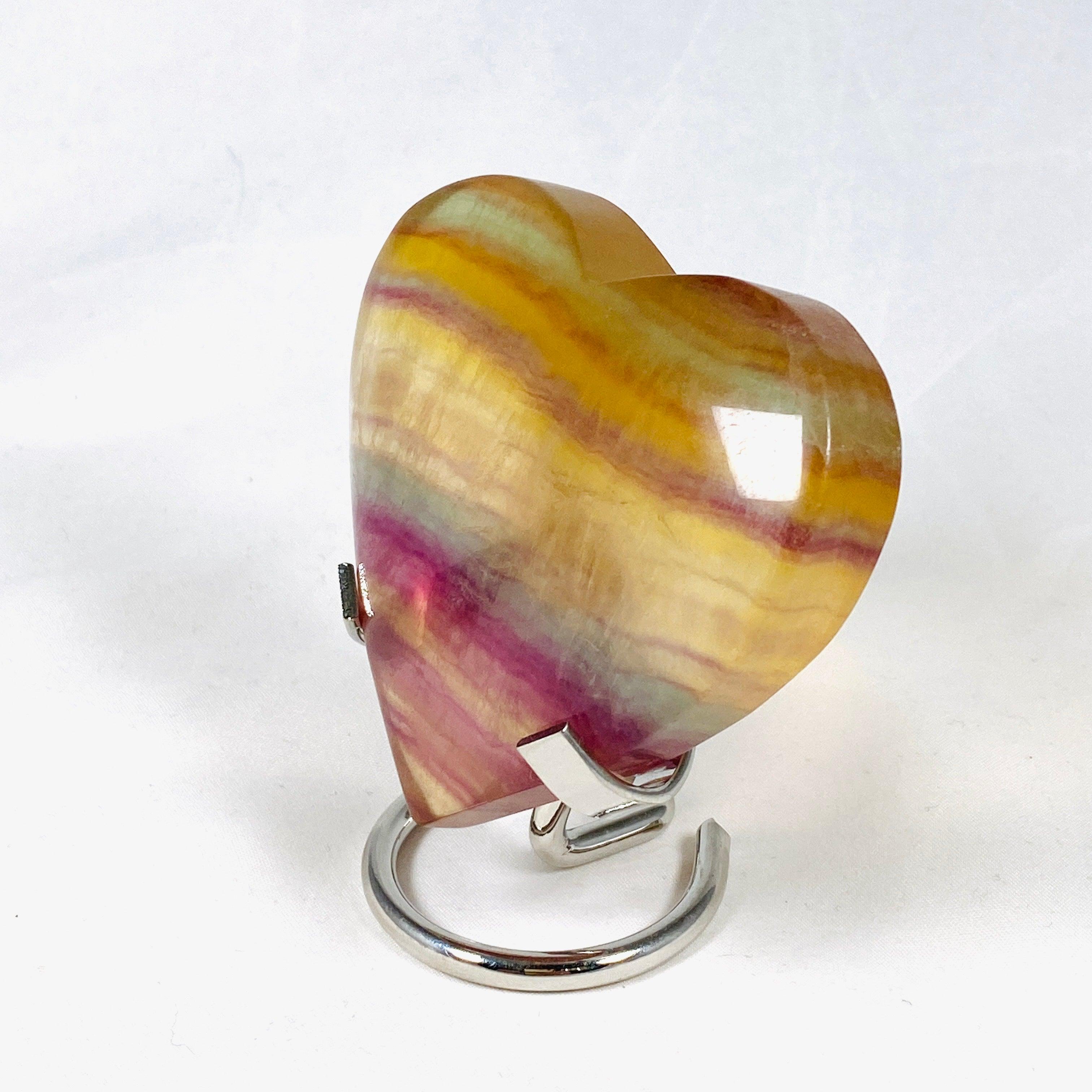Rainbow Fluorite Heart Pendant RFH-03 - Healing Crystal Jewelry for Meditation, Energy Balancing & Spiritual Growth