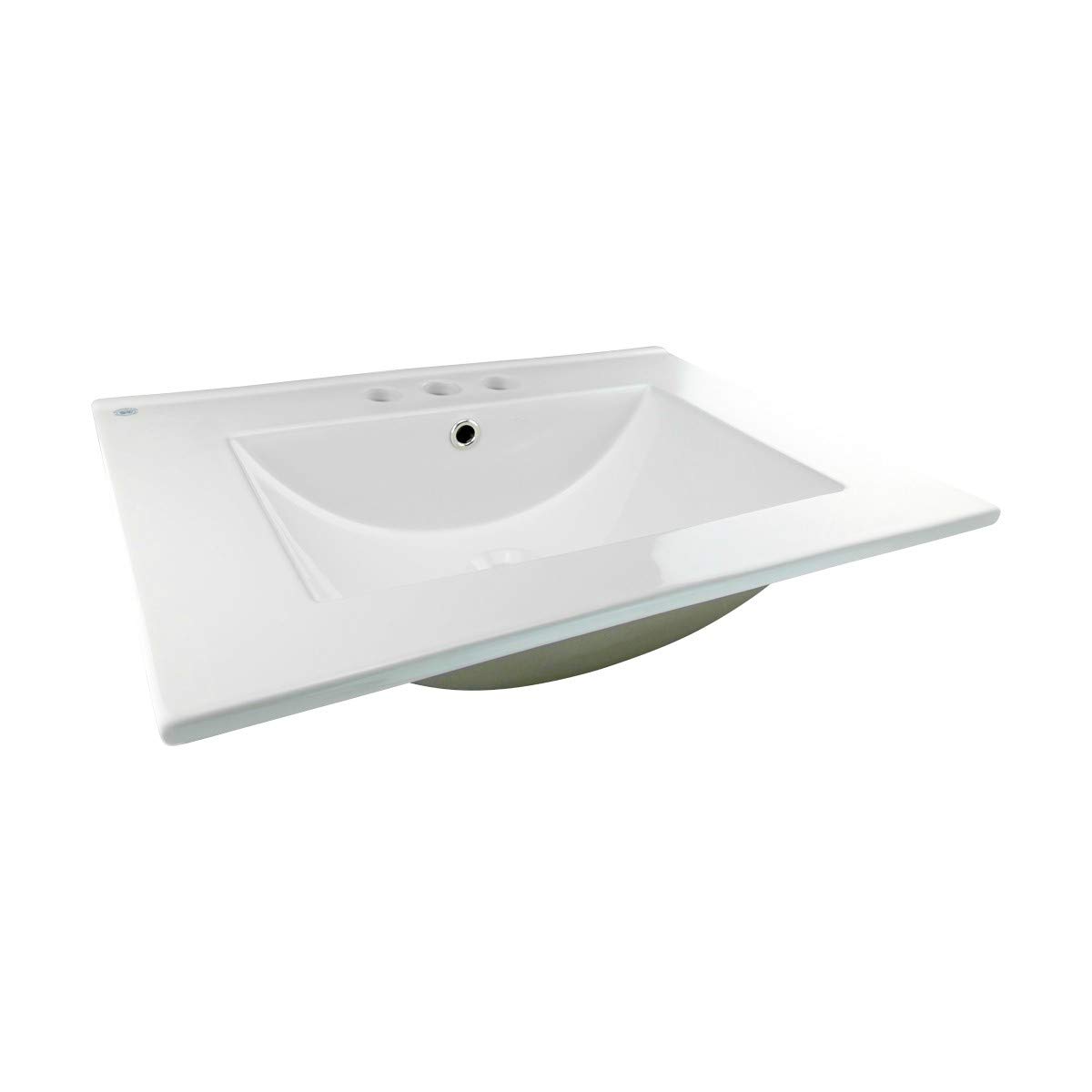 Luke 24-Inch White Porcelain Drop-In Bathroom Sink with 4-Inch Centerset Faucet Holes - Perfect for Bathroom Renovations, Guest Baths, and Modern Home Upgrades