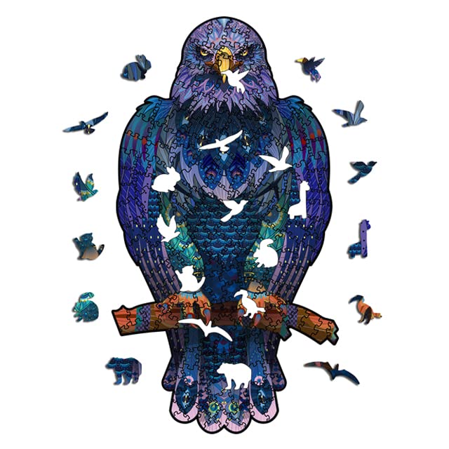 Premium Wooden Jigsaw Puzzles for Adults & Families - 200 Piece Unique Eagle Animal Shape Puzzle (7.5x13.8 Inch) - Fun Educational Brain Teaser Game for Birthday, Christmas Gifts - Perfect for Family Game Nights, Stress Relief & Home Decor