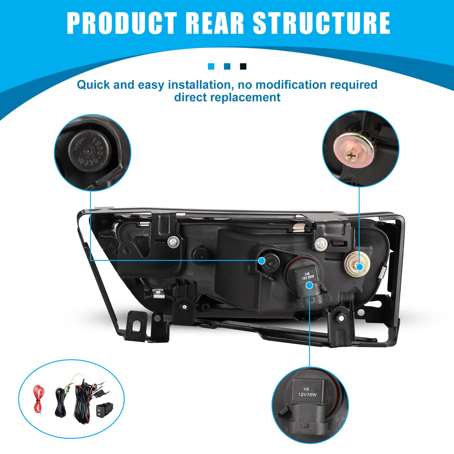 CPW Fog Lights Compatible with 2013-2015 Honda Accord Sedan - Clear Lens Fog Light Kit with Wiring Harness & Switch - Perfect for Night Driving and Foggy Conditions