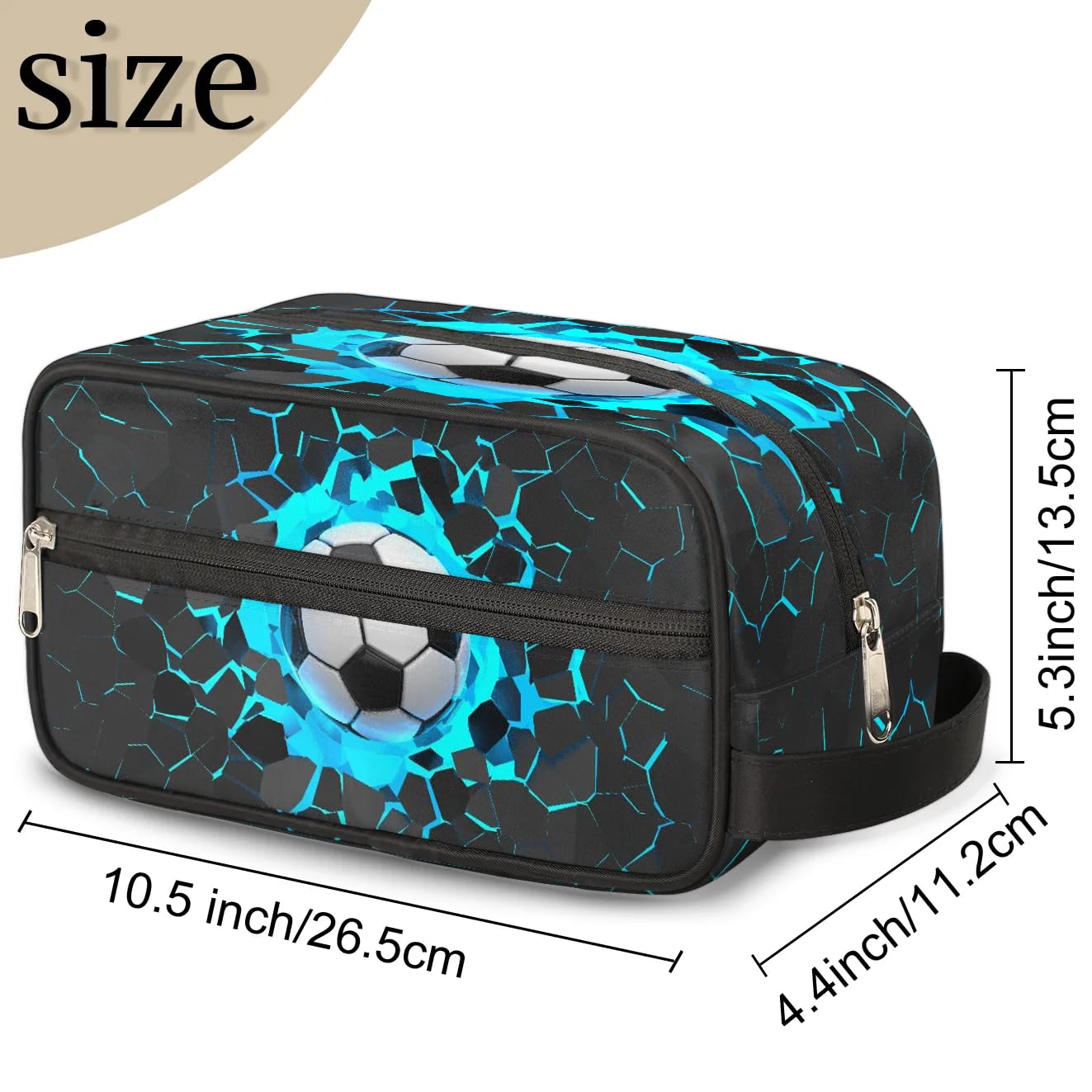 3D Light Wall Football Shaving Kit Travel Bag for Men - 10.5 x 4.3 x 5.3 Inch Waterproof Toiletry & Cosmetic Organizer for Women & Men - Perfect for Gym, Camping, Business Trips & Air Travel