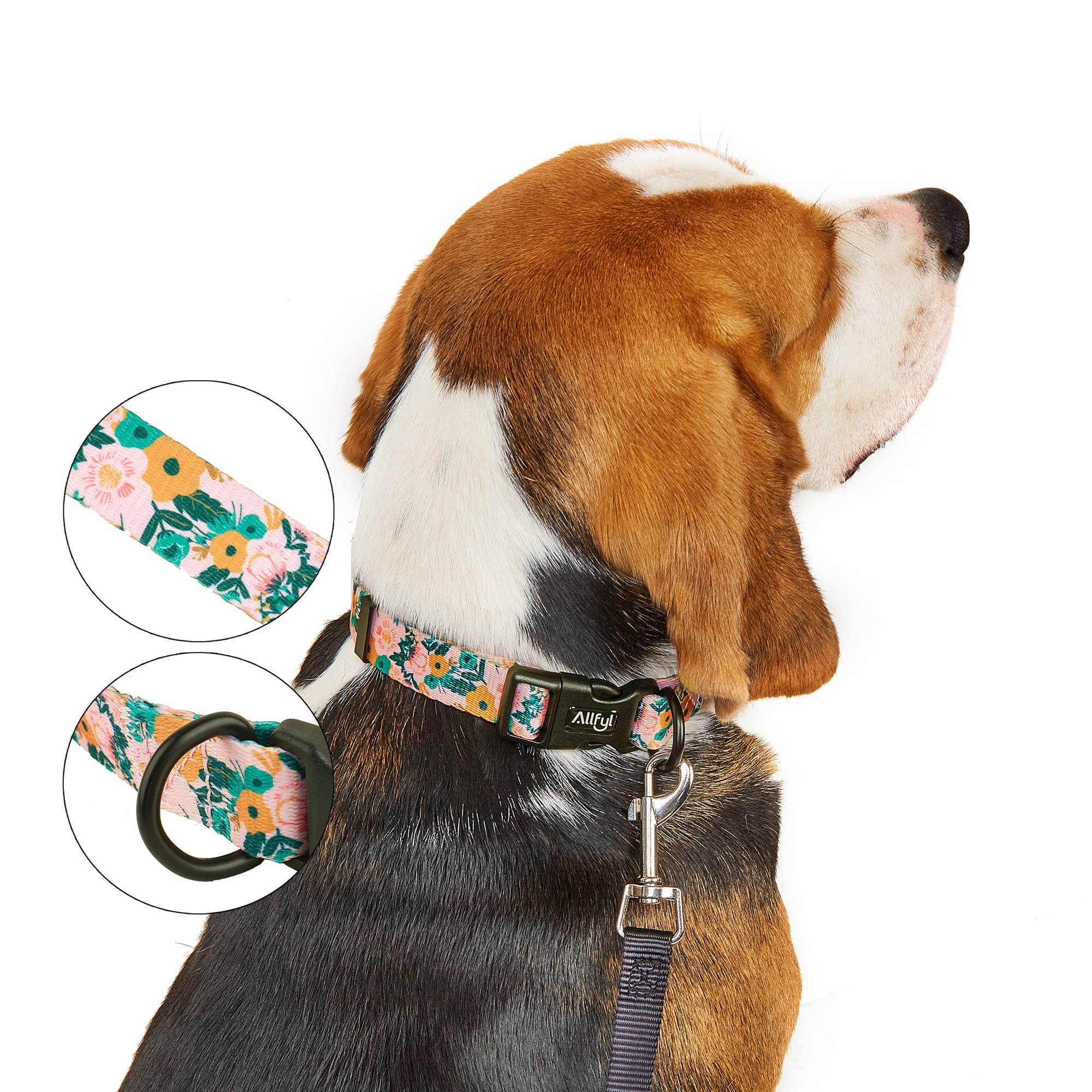 Floral Dog Collar with Quick Release Safety Buckle - Soft Comfortable Pet Collar for Large Dogs - Perfect for Daily Walks, Training & Outdoor Adventures (Girl & Boy Dogs)
