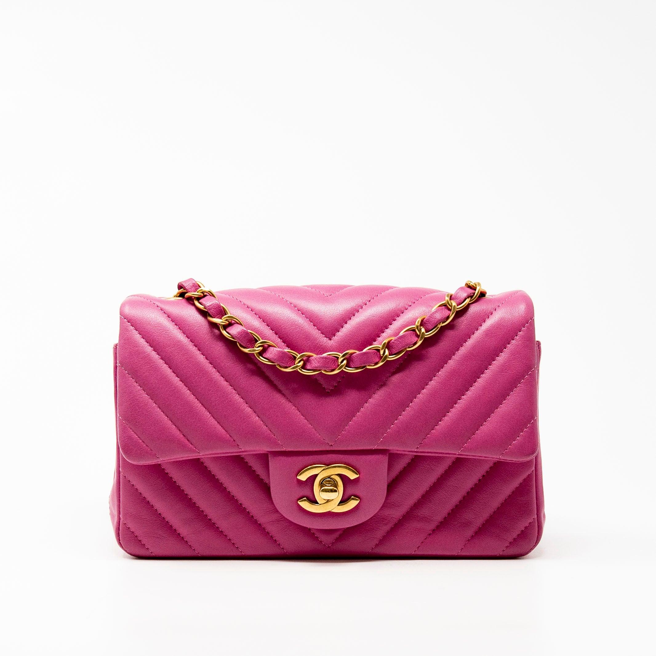 Chanel Pink Chevron Mini Flap Bag - Luxury Quilted Leather Crossbody Purse for Women | Perfect for Parties, Dates & Special Occasions