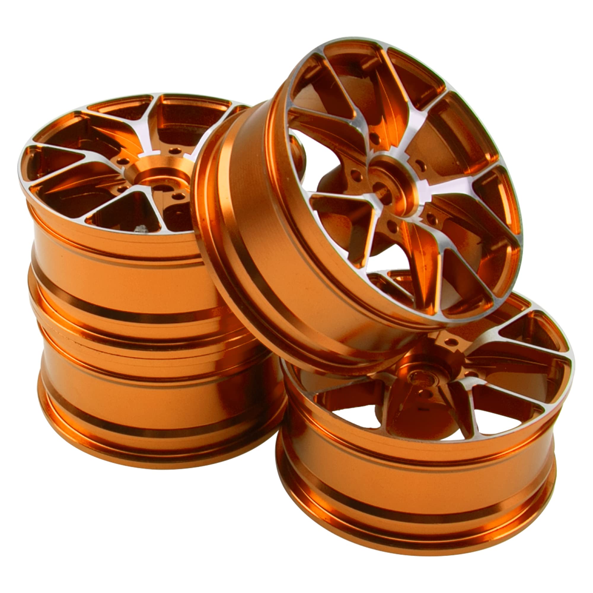 ShareGoo 12mm Hex Metal Wheel Rims for 1/10 RC Drift & On-Road Racing - Compatible with HSP, Tamiya, Kyosho, RedCat, Sakura, WLtoys - Golden (Perfect for Touring Cars & Competitive RC Drifting)