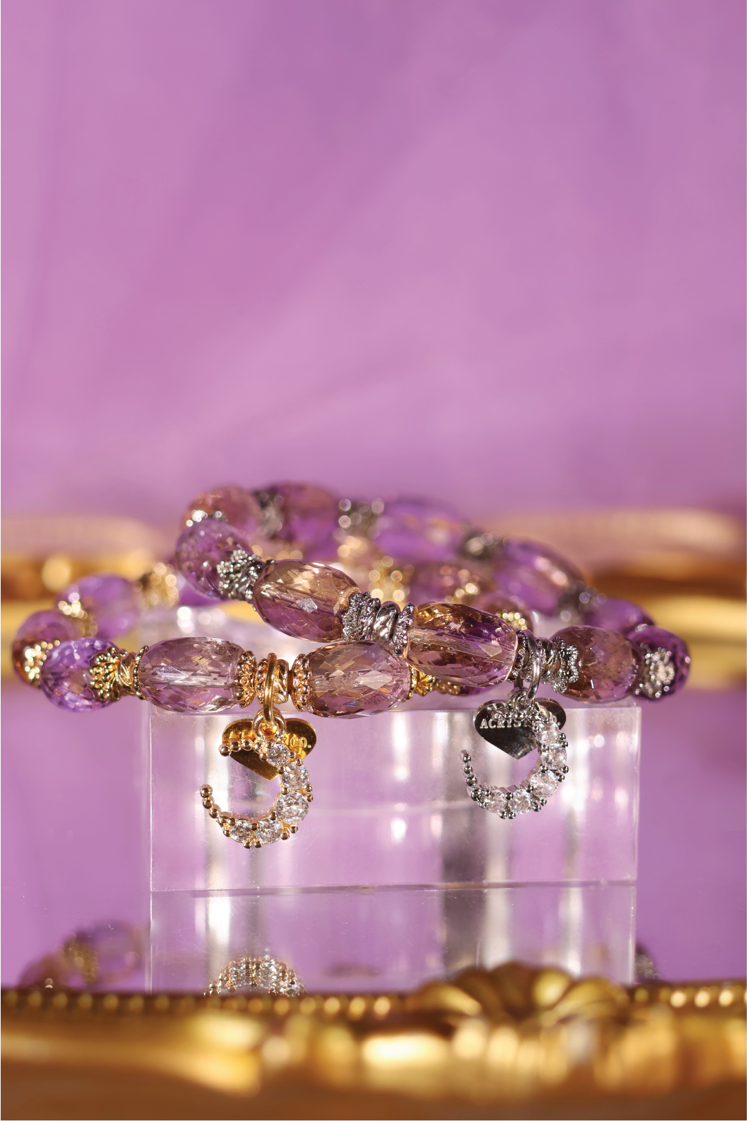Mystic Glow ACD × Mystic Facets Bracelet - Elegant Crystal Beaded Bracelet for Women, Handmade Adjustable Jewelry Gift for Birthday, Anniversary, Party & Special Occasions