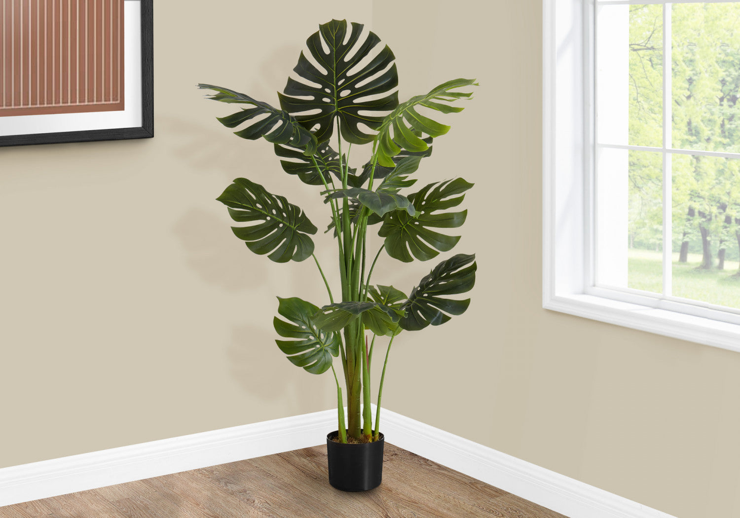 55 Inch Monstera Deliciosa Swiss Cheese Plant with 6 Black Nursery Pots - Large Indoor Tropical Houseplant for Home Decor, Office, Living Room & Bedroom