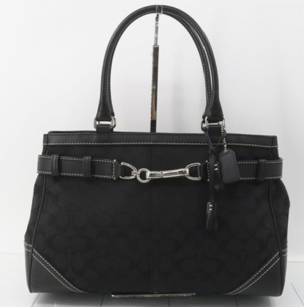 Coach Black Signature Canvas & Leather Shoulder Bag for Women - Stylish Crossbody Purse for Work, Travel & Everyday Use