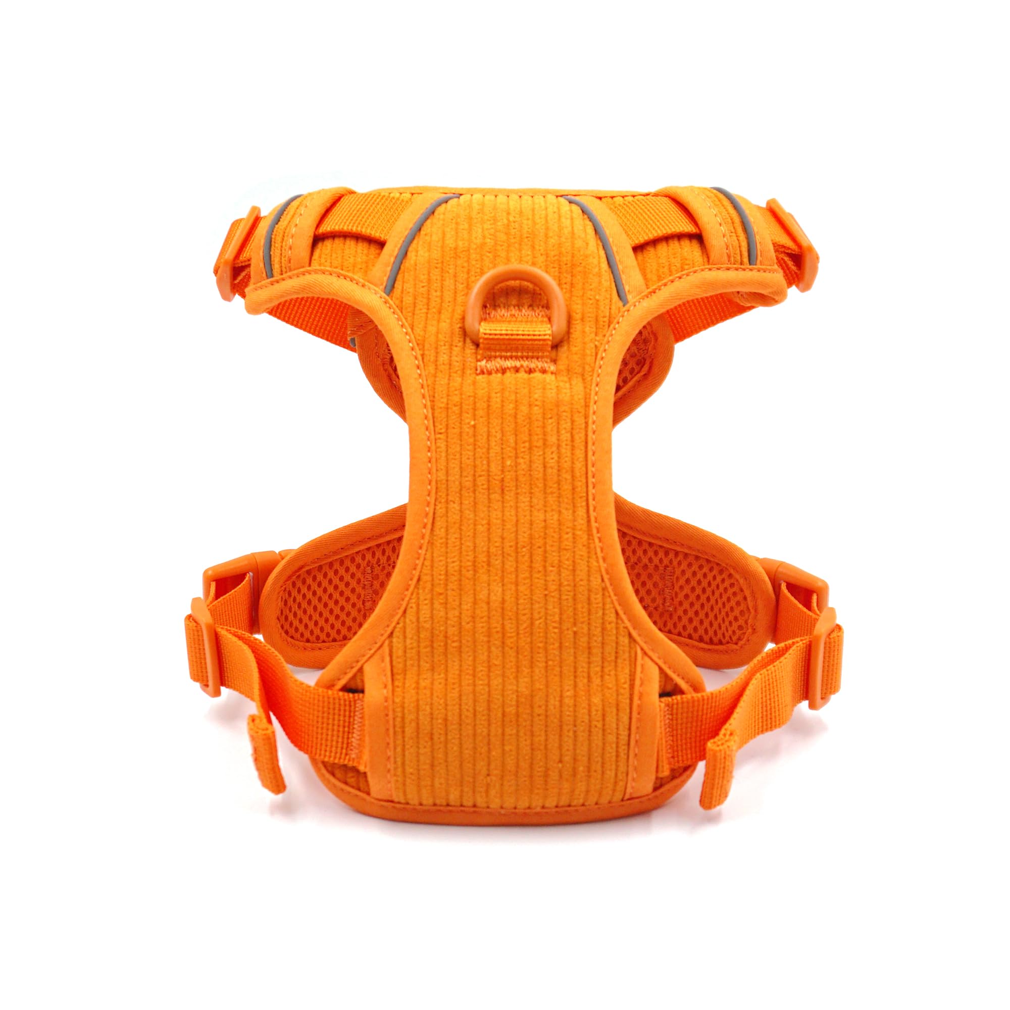 Custom Personalized Dog Harness & Leash Set with Name - Reflective No-Pull Pet Harness with Poop Bag Holder - Beige Gray Small Orange for Walking, Training & Outdoor Adventures