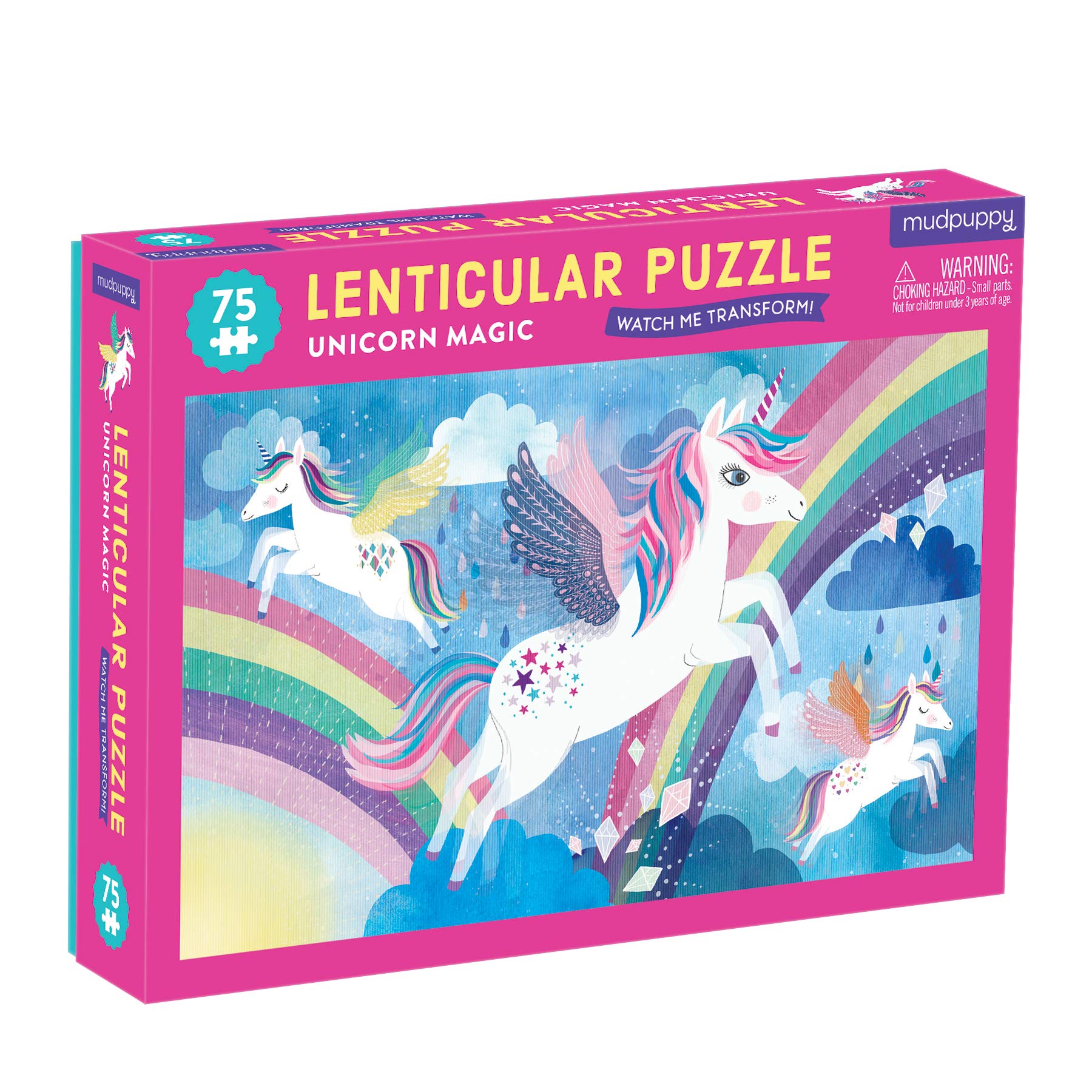**Mudpuppy Unicorn Magic 75-Piece Lenticular Puzzle for Kids – Transforming Jigsaw Puzzle (17.75