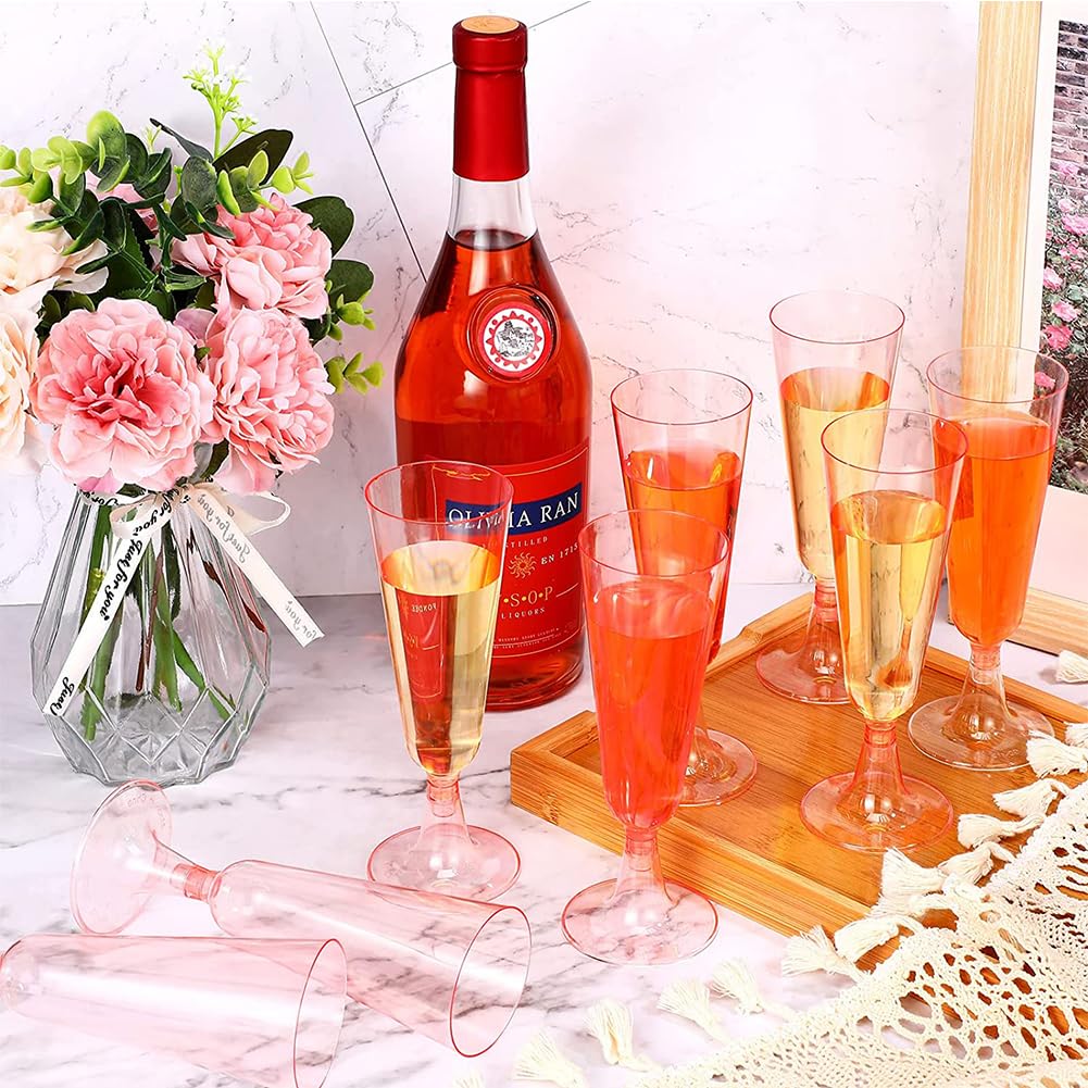 20-Pack Clear Plastic Champagne Flutes with Glitter - 5 oz Reusable Stemmed Party Cups for Wedding, Birthday & Anniversary Celebrations - Elegant Crystal-Like Cocktail Glasses for Garden Parties & Special Events