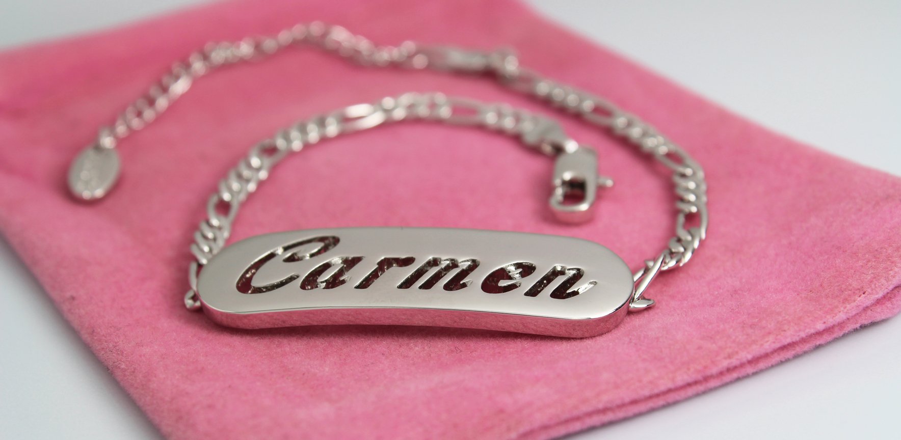 Carmen Name Bracelet - 18K White Gold Plated Personalized Jewelry Gift for Women | Perfect for Girlfriend, Mother, Sister & Friend | Elegant Gift Bag & Box Included | Ideal for Birthdays, Anniversaries & Special Occasions