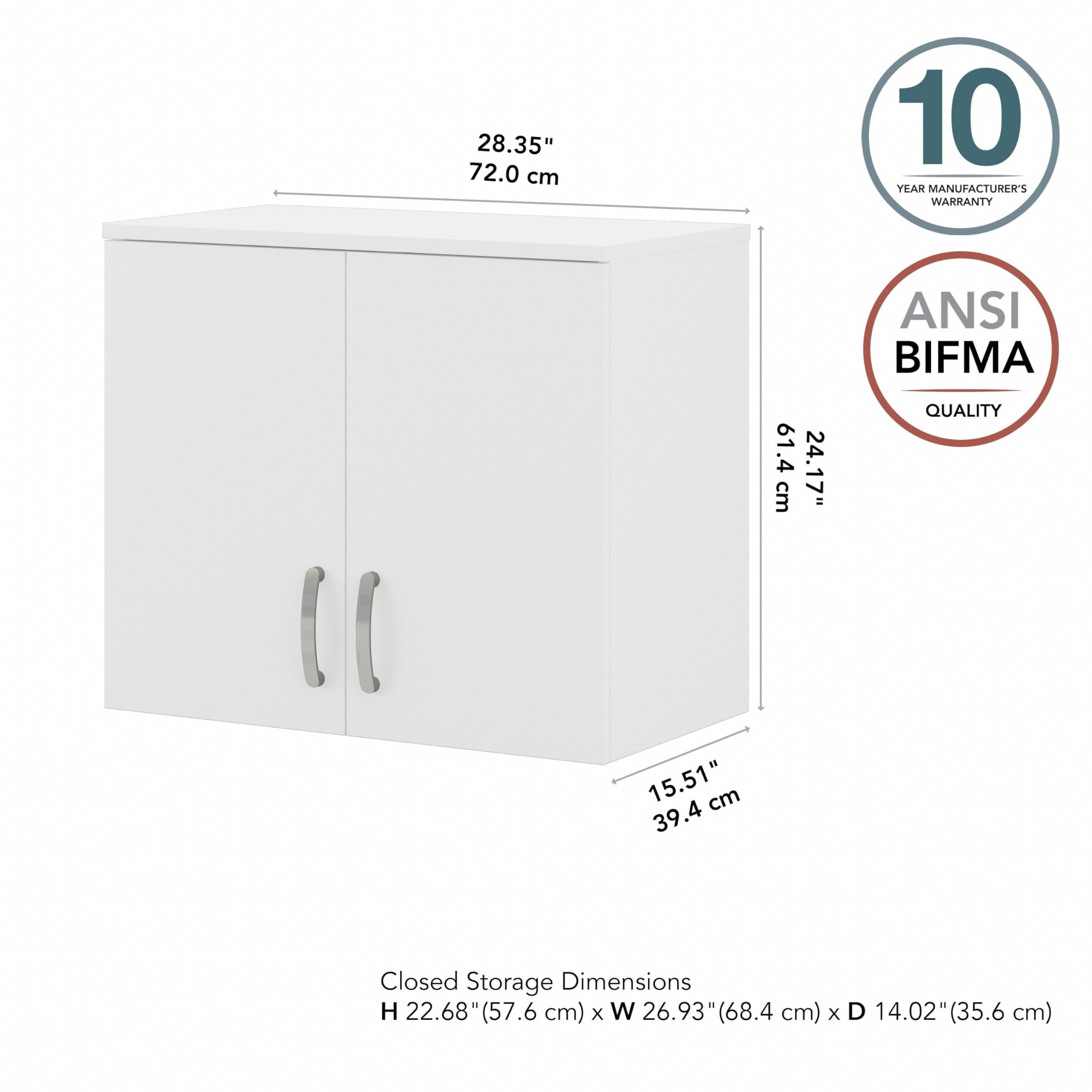 White Universal Closet Wall Cabinet with Doors & Shelves for Home Office Storage