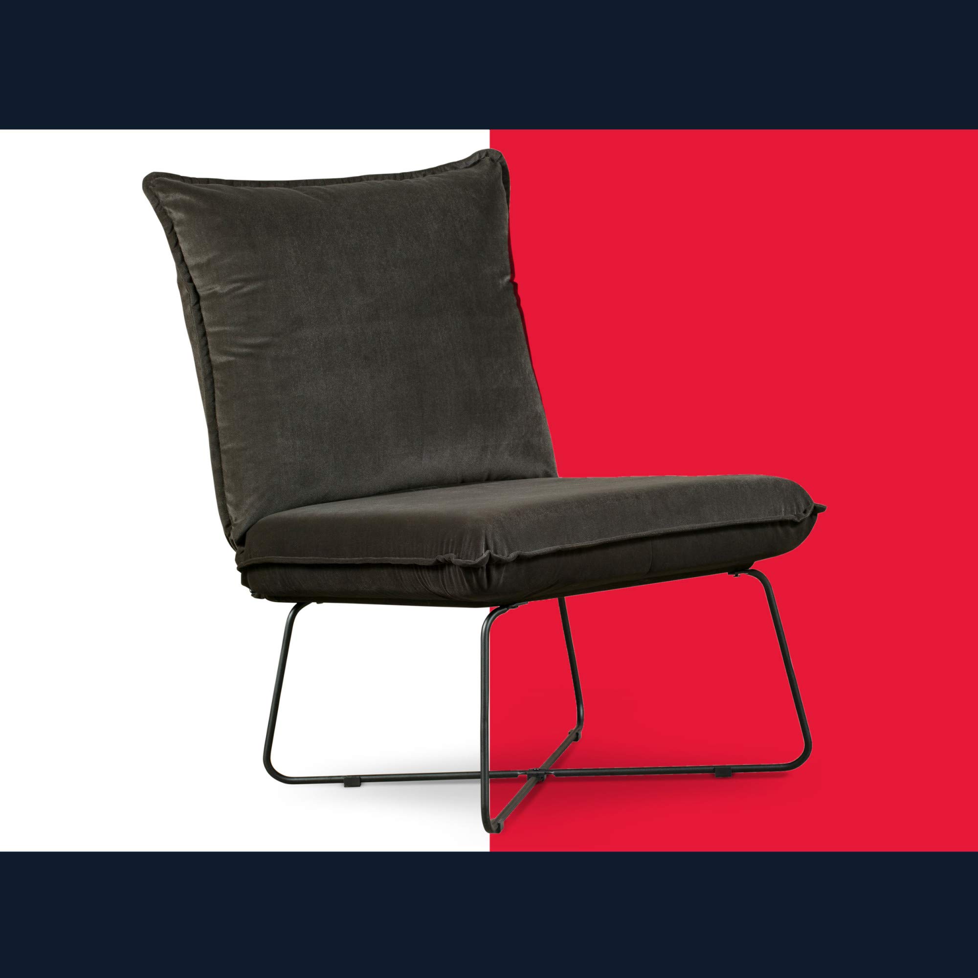 Tommy Hilfiger Ellington Armless Lounge Chair - Charcoal Gray Modern Accent Chair for Living Room, Bedroom & Office - Comfortable & Stylish Seating Solution