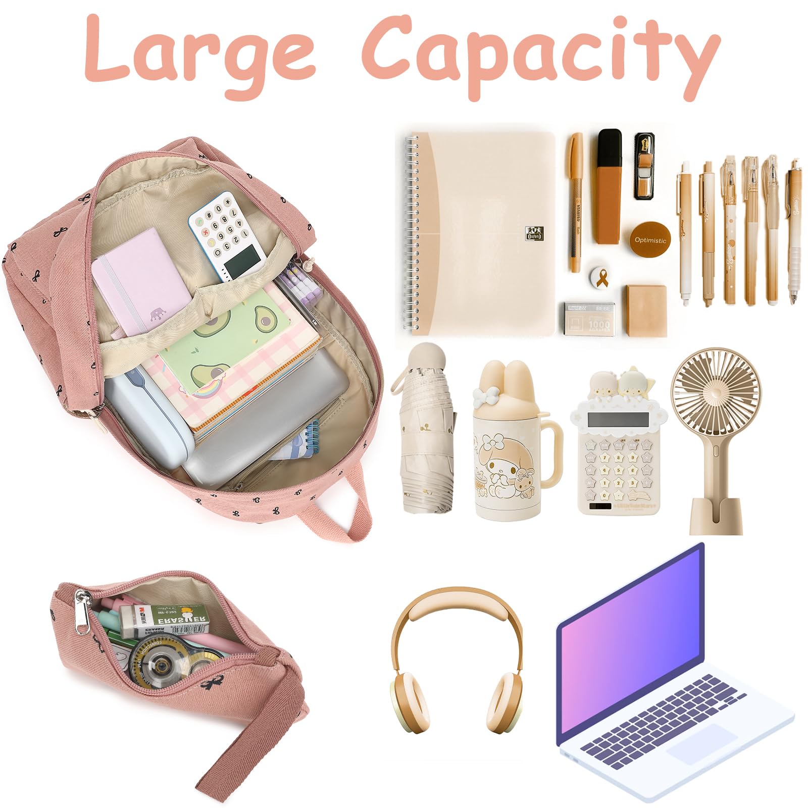 CAMTOP Girls Backpack with Lunch Box Set - Durable School Bookbag for Kids, Lightweight & Water-Resistant - Perfect for School, Travel, and Outdoor Activities