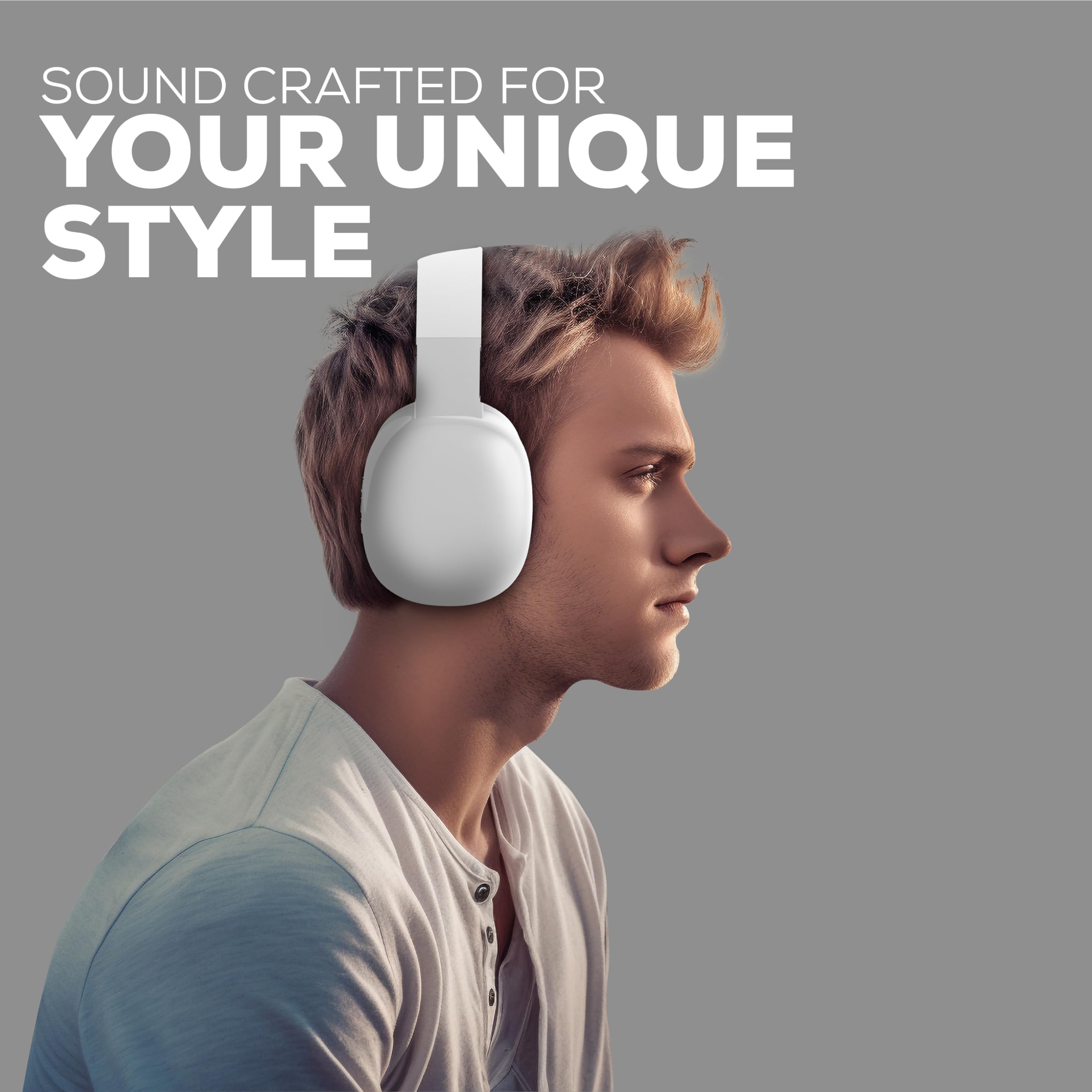 Gabba Goods Wireless Over-Ear Bluetooth Headphones with Mic - Noise Cancelling Headset for Travel, Work & Gaming - Built-in MicroSD, Wired Mode - Compatible with TV, PC, Smartphone (Silver) - Perfect for Commuting, Office Calls & Entertainment