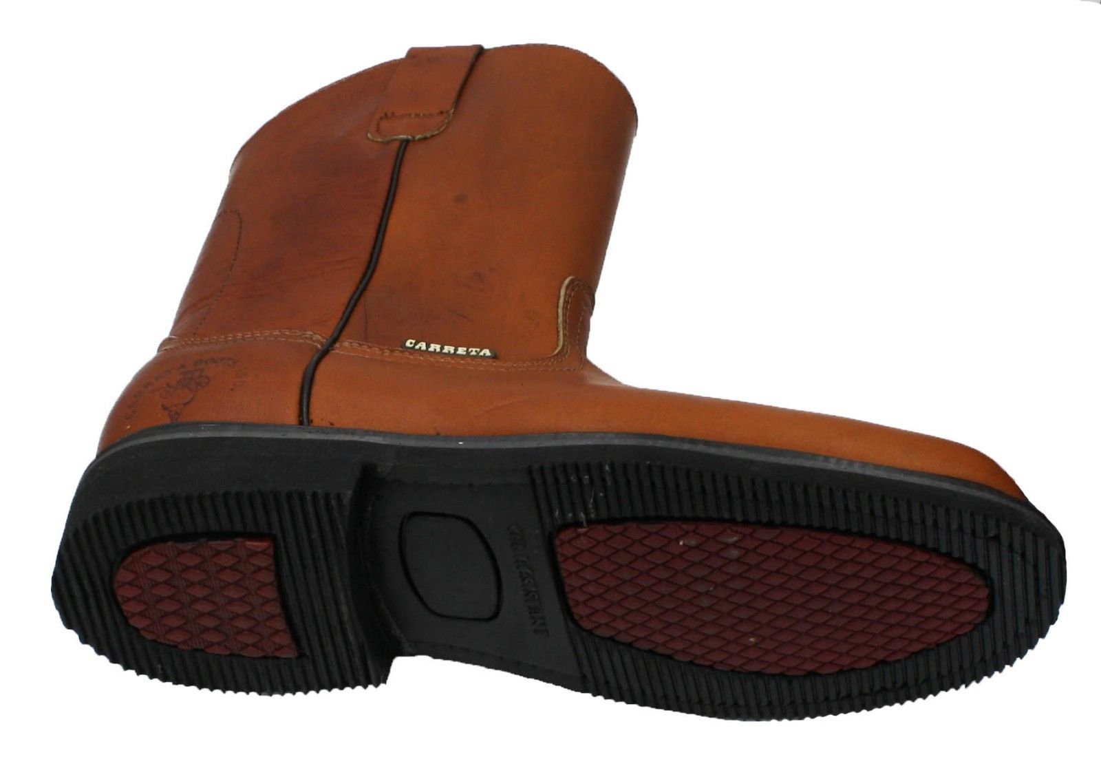 Men's Slip Resistant Leather Work Boots - Oil & Waterproof Pull On Boots for Construction, Warehouse & Outdoor Work