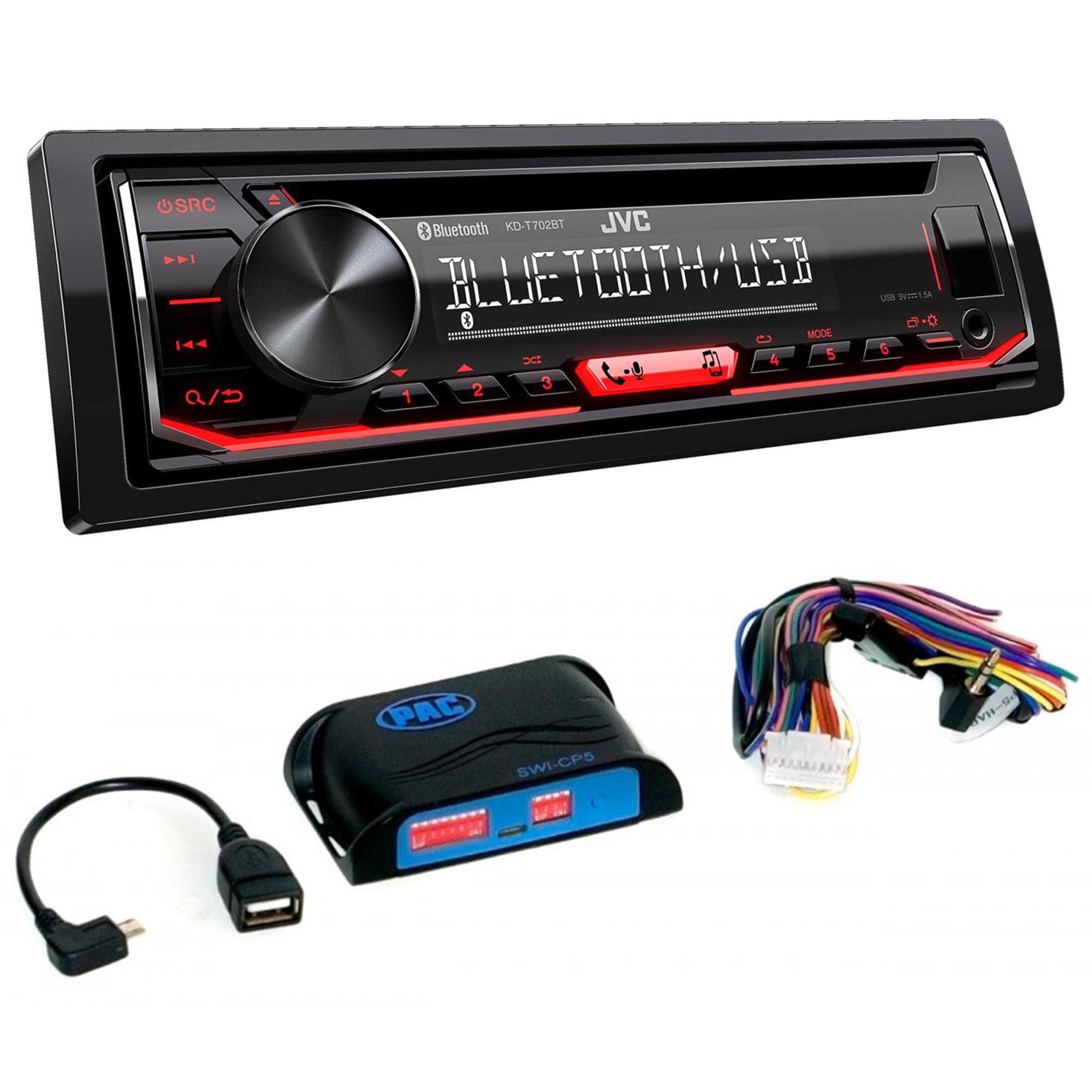JVC KD-T720BT 1-DIN Bluetooth Car Stereo Receiver with CD Player, USB/AUX Input & Steering Wheel Control - Perfect for Hands-Free Calling & Music Streaming in Your Vehicle