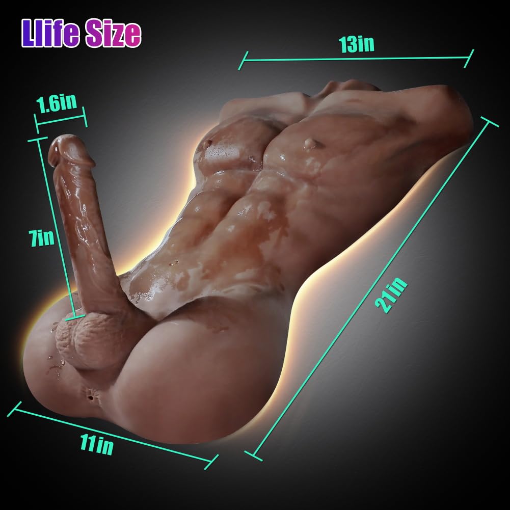 Realistic Male Sex Doll for Women & Gay Men - 7 Inch Erect Penis, 3D Muscle Design, Insertable Anus - Perfect for Solo Play, Couples Exploration & Fantasy Fulfillment (Black)