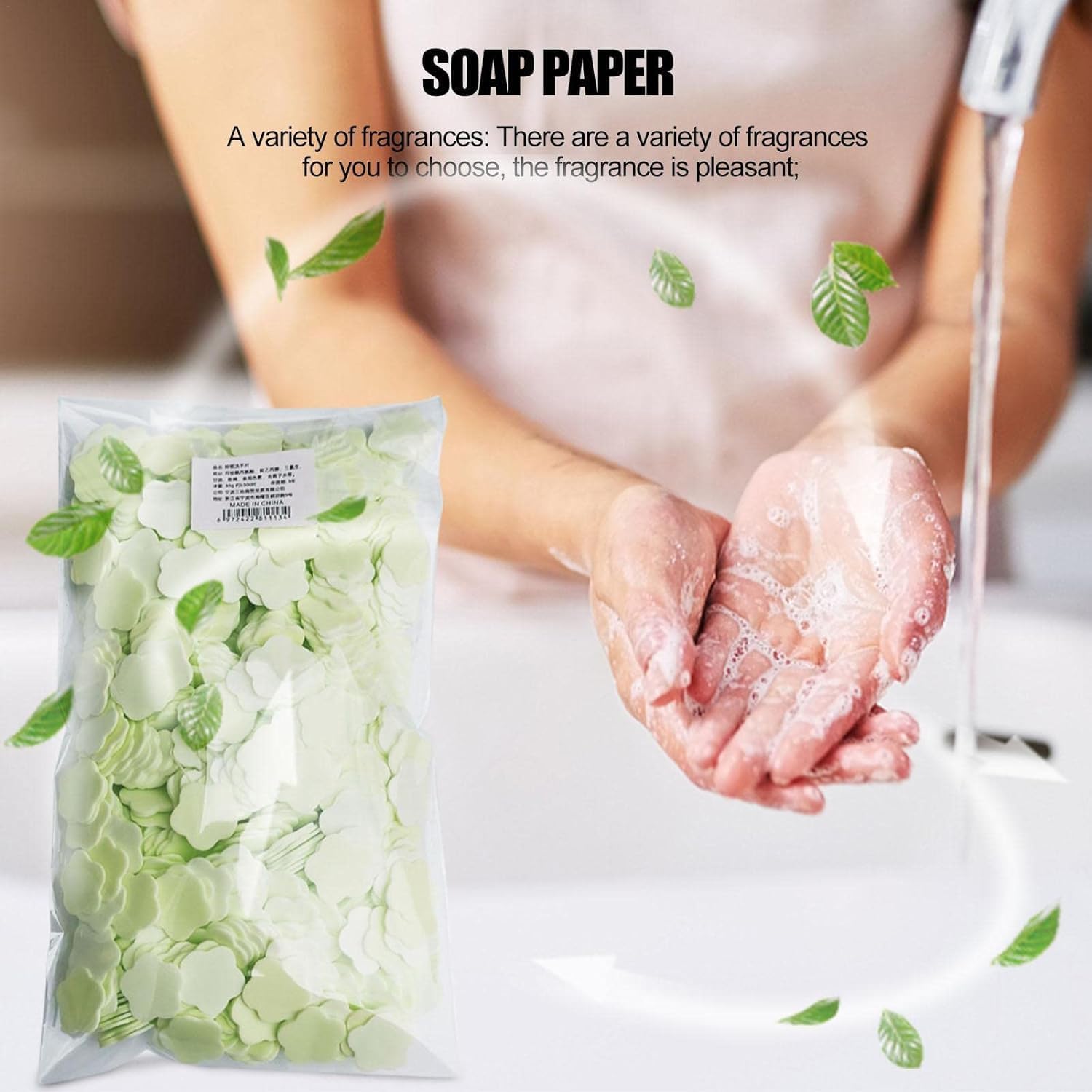 1000 Sheets Disposable Paper Soap for Travel, Hiking & Camping - Portable Hand Washing Soap Leaves for Outdoor, Emergency & Toiletry Use - Eco-Friendly, Gentle & Fragrant (Green) - Perfect for Backpacking, Gym & On-the-Go Hygiene