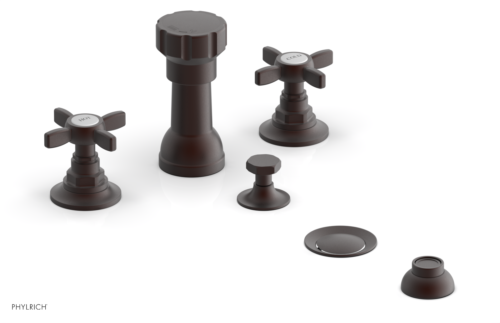 Jamestown 4-Hole Bidet Faucet Set with Cross Handles - 165 60 - Perfect for Bathroom Renovation & Modern Toilet Upgrades