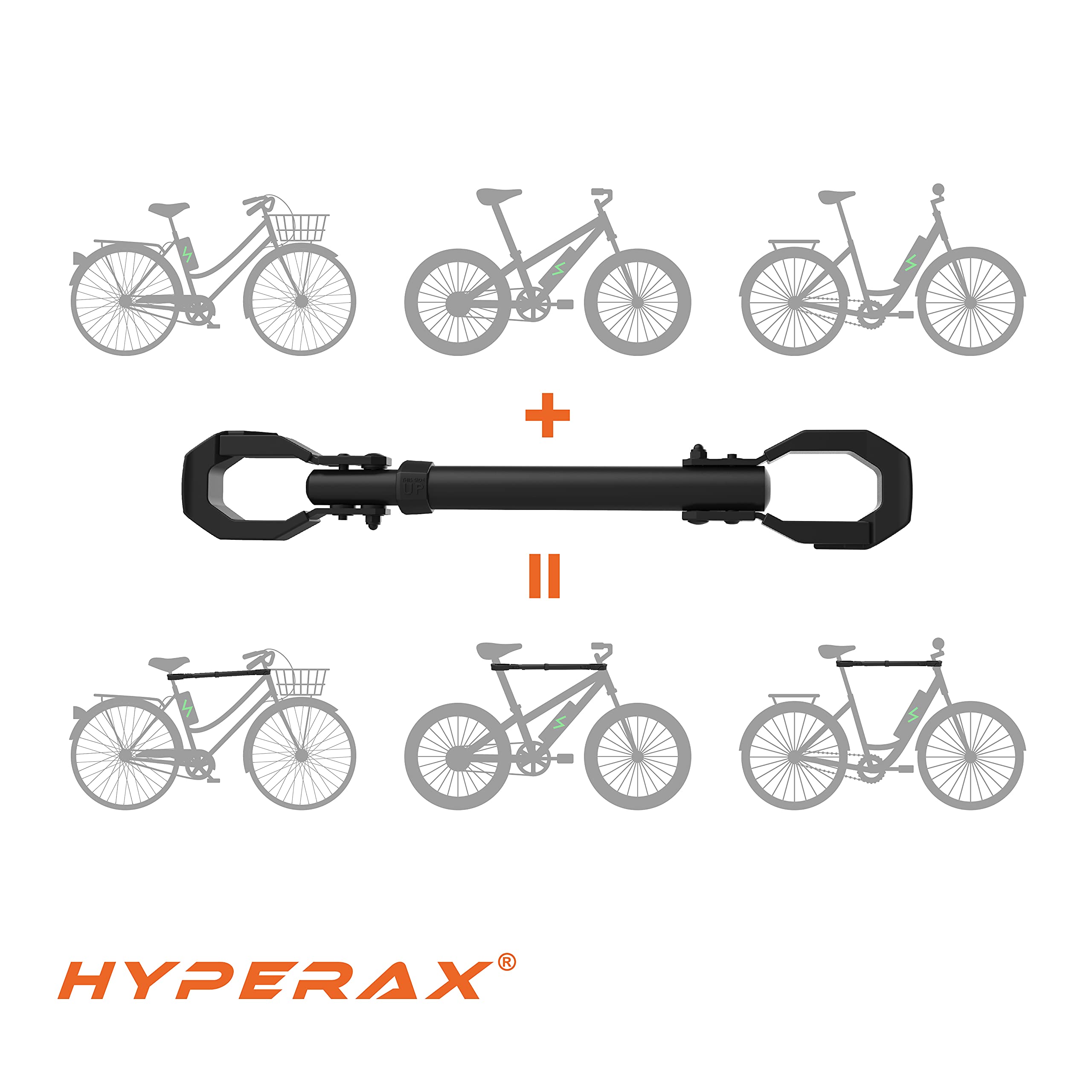 HYPERAX Step Thru eBike Adapter for Hitch Bike Rack - Fits LECTRIC, RAD Power, AVENTON & Other Step Thru/Folding E-Bikes (70 lbs Capacity) - Essential Accessory for Commuting, Road Trips & Outdoor Adventures