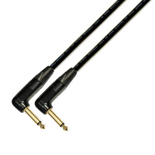 Van Damme Pro Guitar Cable - Gold Plated Right Angle Connector - High-Quality Instrument Cable for Electric Guitar, Bass, and Amplifiers - Perfect for Live Performances, Studio Recording, and Stage Use