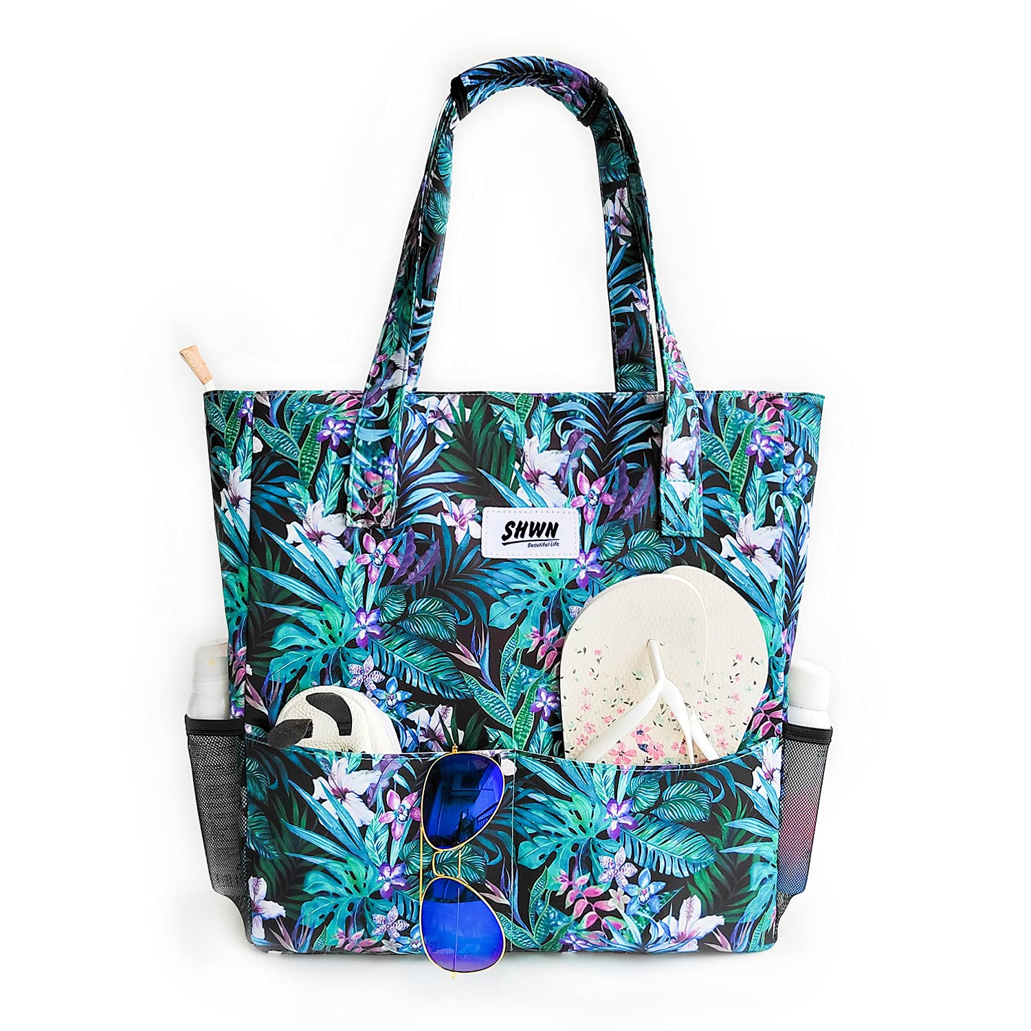 SHWN Original Waterproof Large Orchid Tote Shoulder Bag - Durable Gym, Beach, Travel & Everyday Carryall (Upgraded Version) | Perfect for Workouts, Vacations & Daily Commute