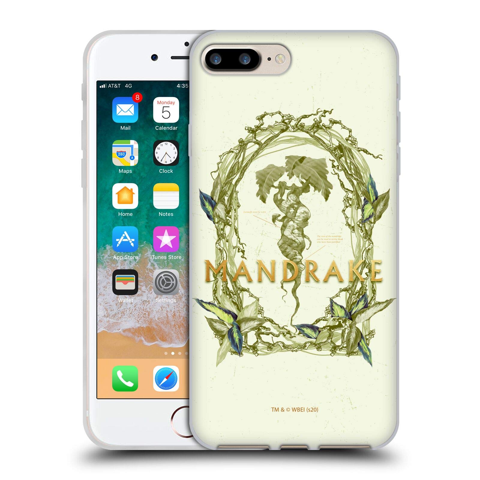 Official Harry Potter Mandrake Deathly Hallows XXXI Soft Gel Phone Case - Compatible with iPhone 7 Plus/8 Plus | Magical Gift for Fans | Perfect for School, Work & Wizarding Adventures