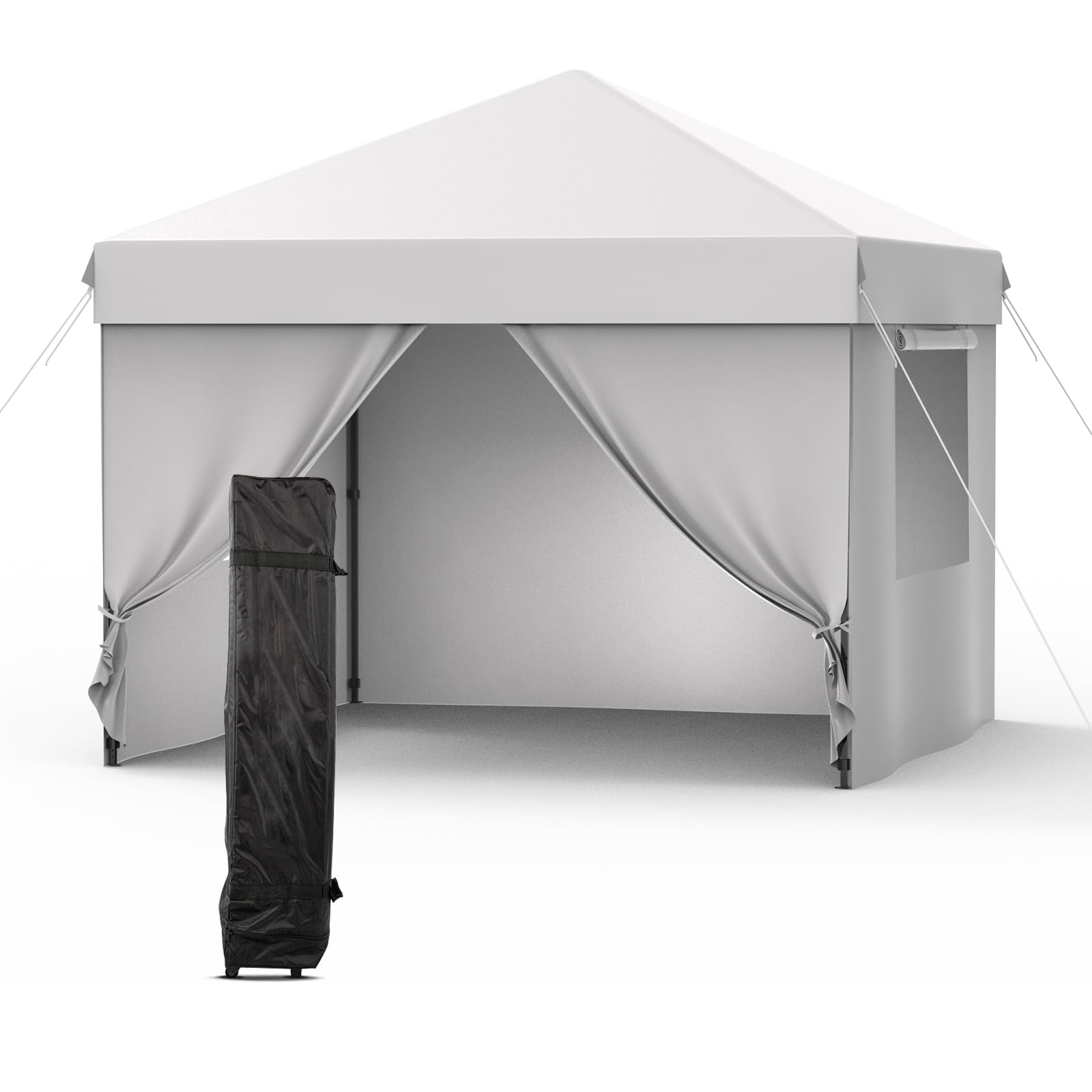 10x10FT Grey Pop-Up Canopy Tent - Waterproof & Portable Outdoor Sun Shelter with 210D Silver-Coated Oxford Fabric (2.7M Height) - Perfect for Camping, Picnics, Beach Parties, Backyard Events, and Patio Shade