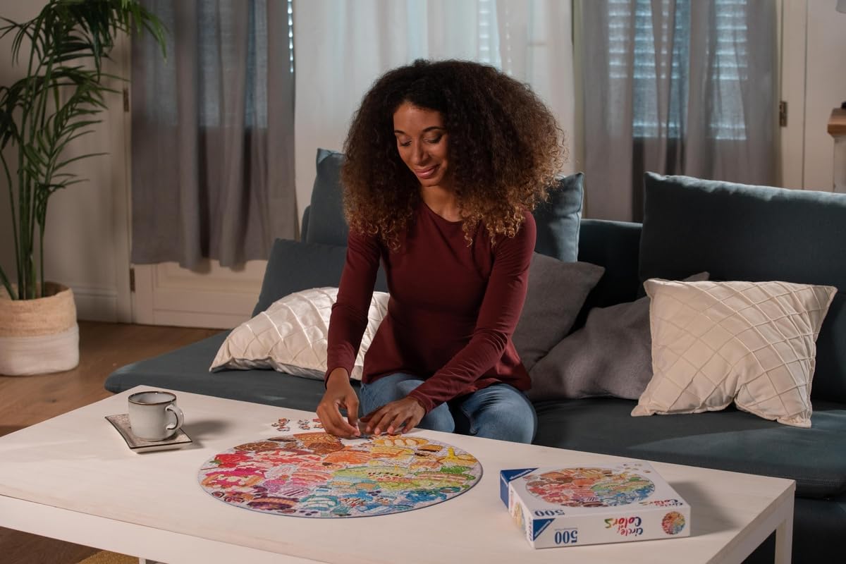 Ravensburger 500 Piece Round Ice Cream Puzzle for Adults & Kids - Premium Round Jigsaw Puzzle with Glue for Framing - Fun Family Activity, Home Decor & Gift Idea