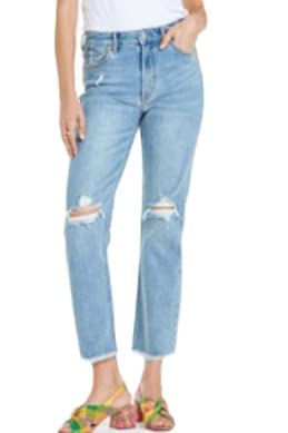 DEAR JOHN Jodi Straight Super High Rise Destructed Frayed Hem Jeans for Women | Midland Beach Wash | Perfect for Casual Outings and Night Out