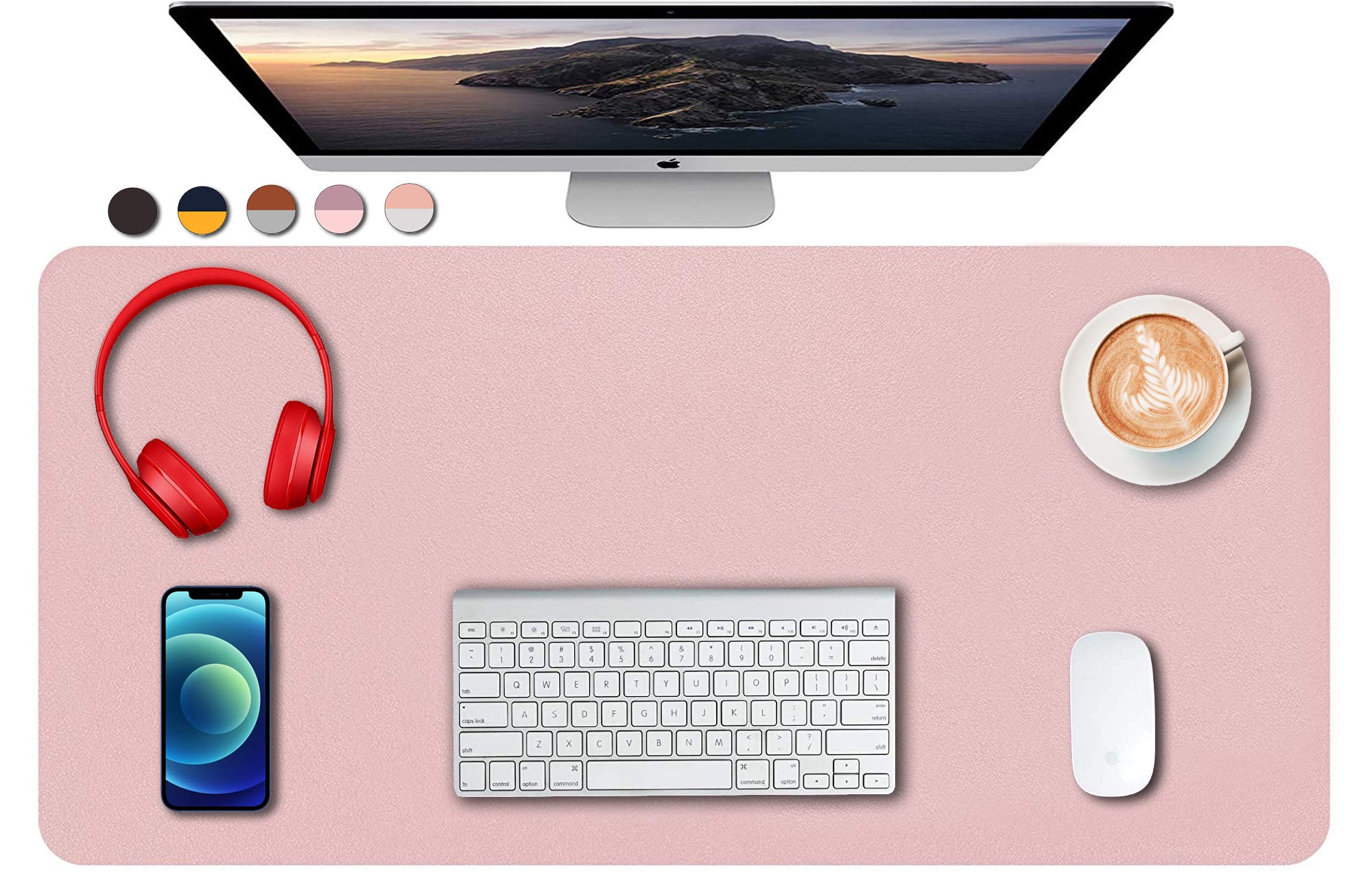 Premium Dual-Sided PU Leather Desk Mat - Non-Slip Mouse Pad & Office Desk Protector - Waterproof Writing Surface for Laptop & Computer (31.5