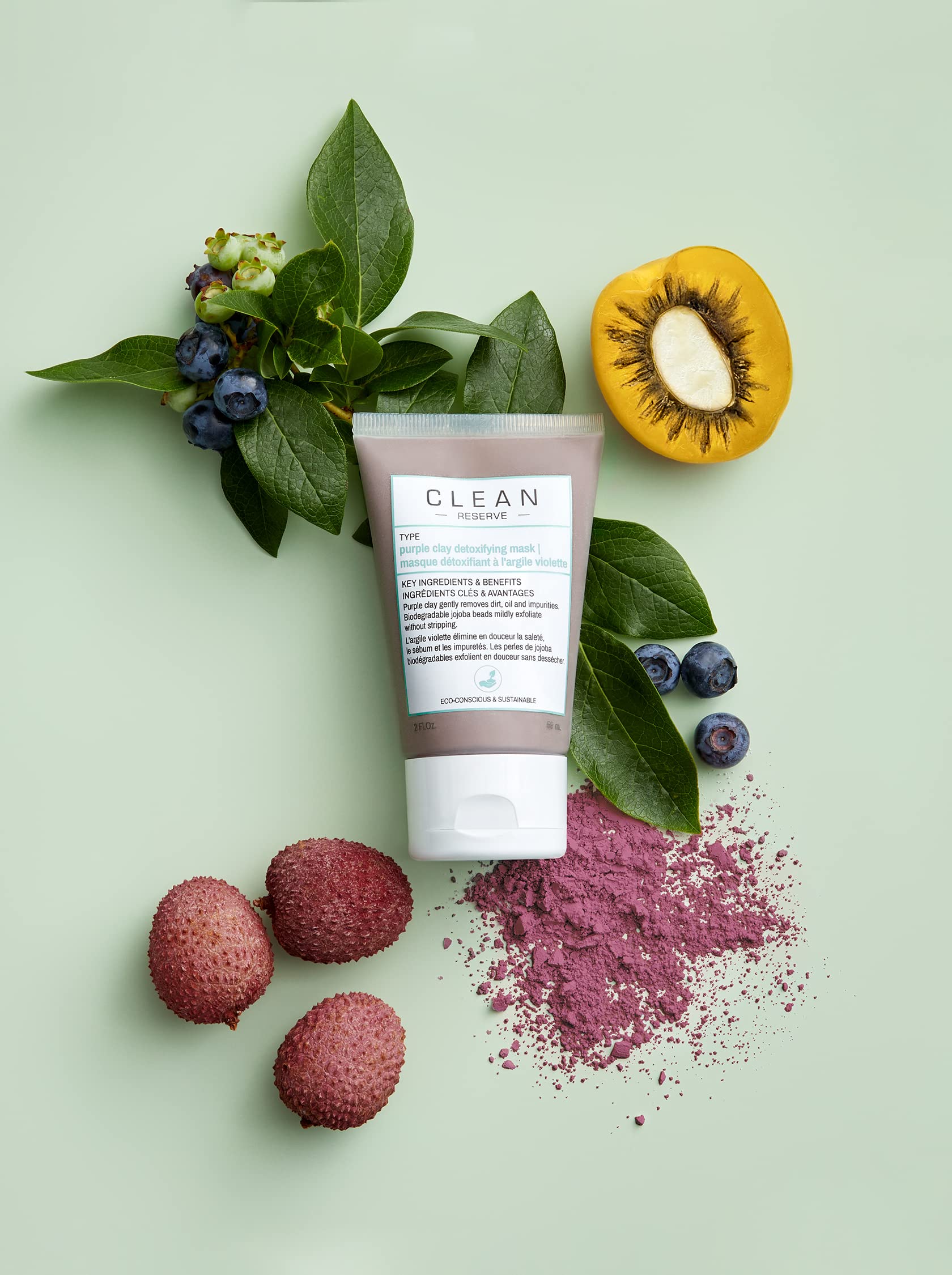 Clean Reserve Purple Clay Detoxifying Face Mask - Vegan & Cruelty-Free | Deep Pore Cleansing for Glowing Skin | Perfect for Spa Nights & Self-Care Routines