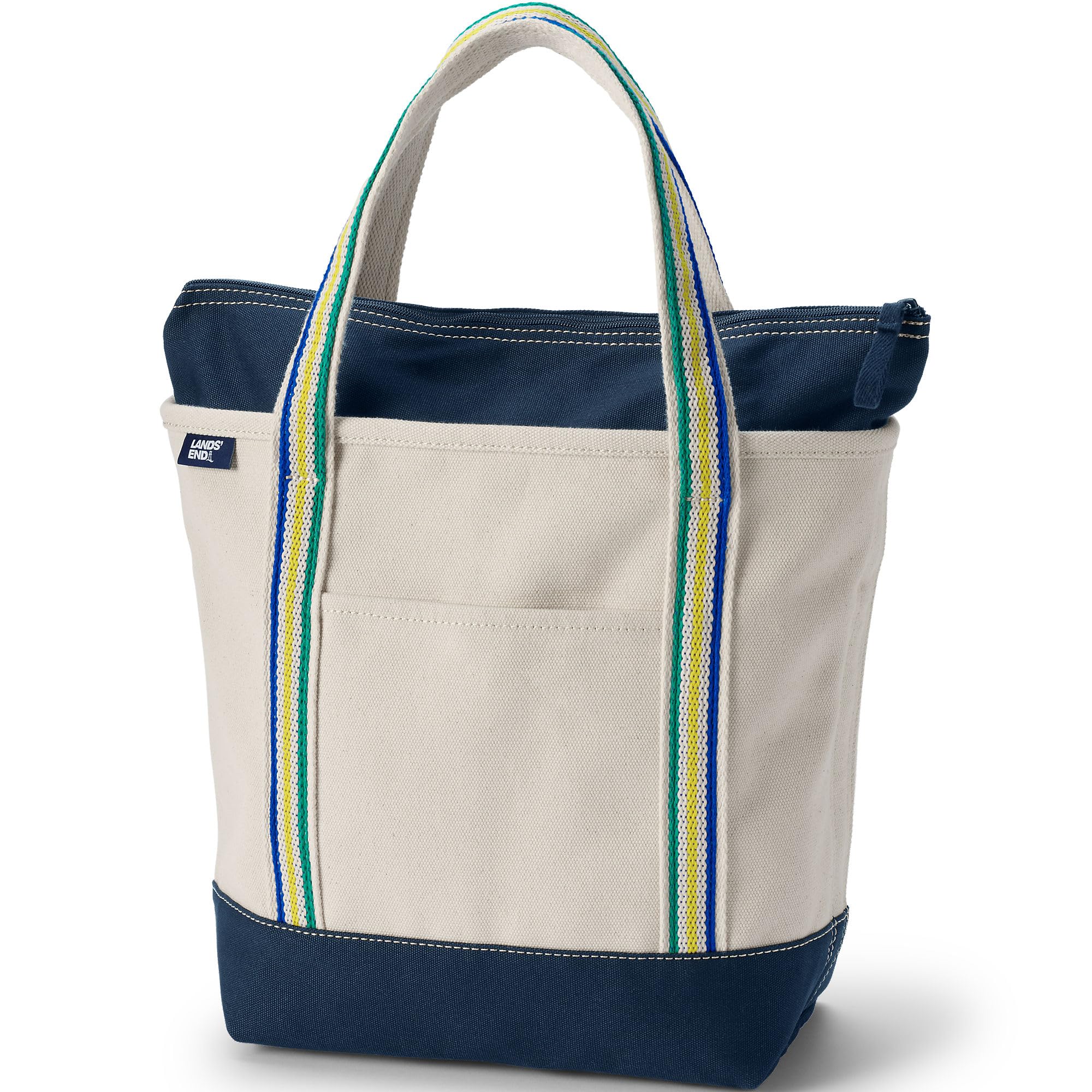 Lands' End Zip Top Canvas Tote Bag - Durable & Stylish Large Shoulder Bag for Women, Perfect for Work, Travel, Shopping & Beach