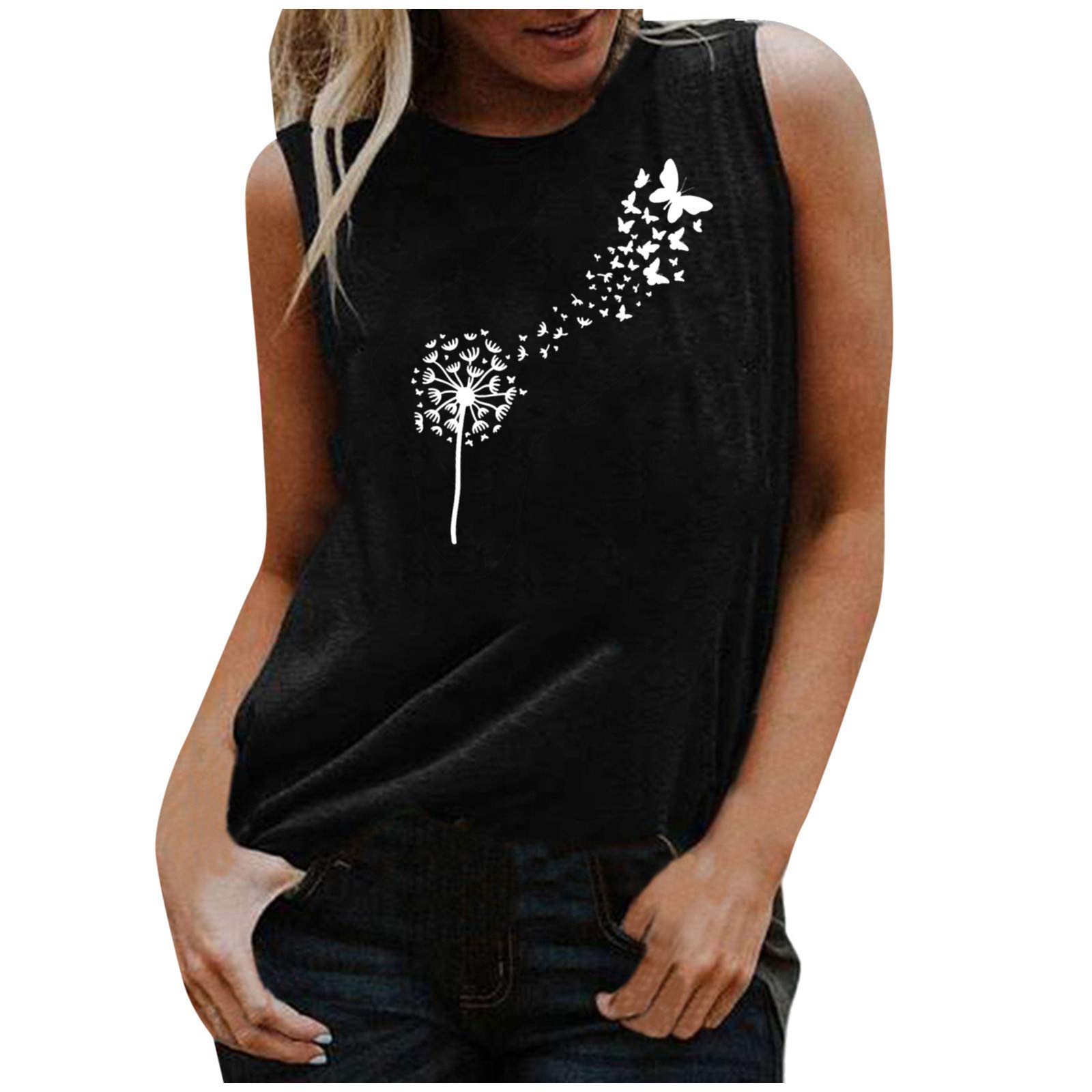 Women's Sleeveless Graphic Printed Tank Tops - Breathable Workout Shirts for Yoga, Running & Summer Casual Wear | Loose Fit Comfortable Vest Style